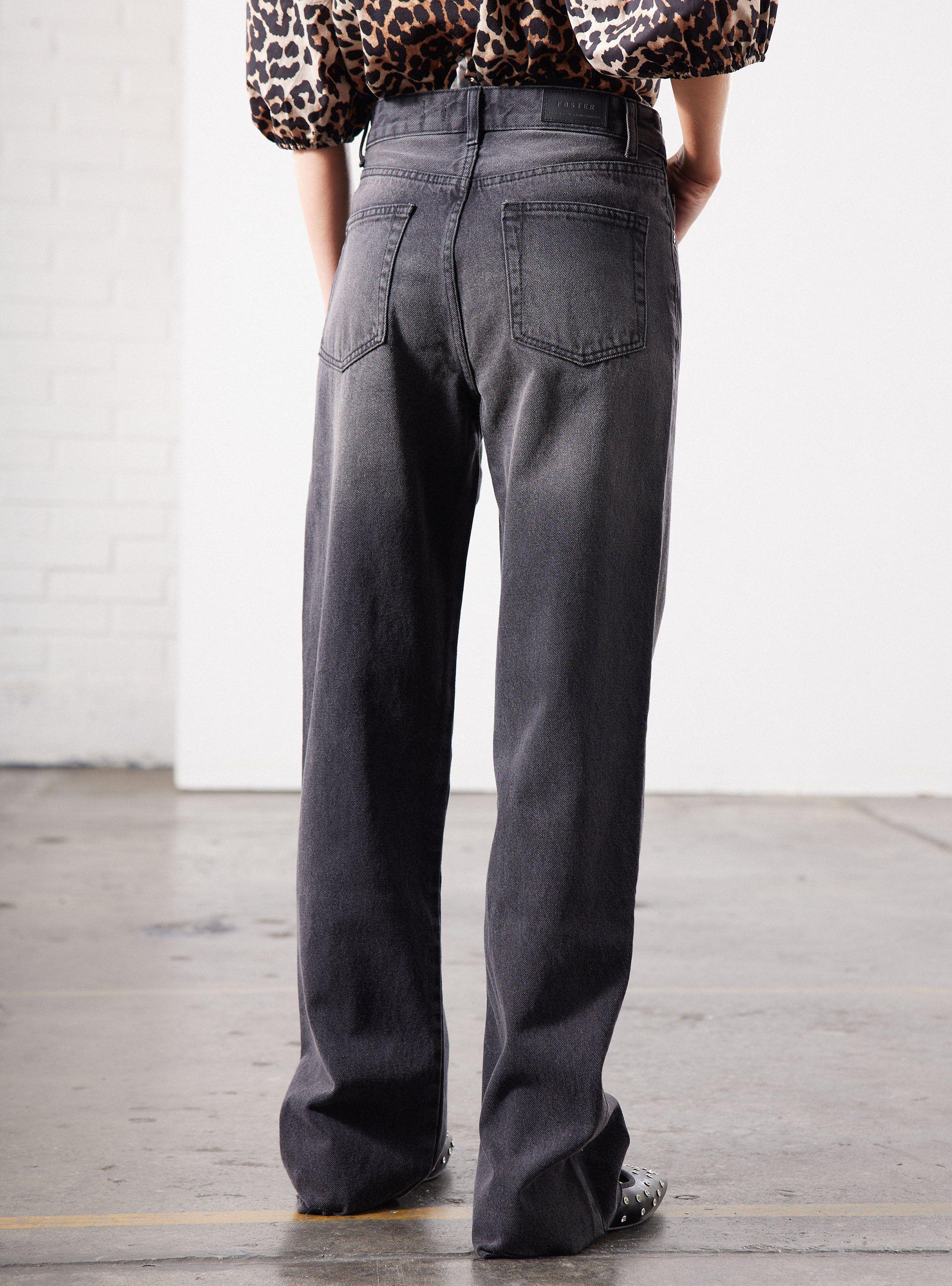 Jeans Straight Tiro Medio Lavado-1