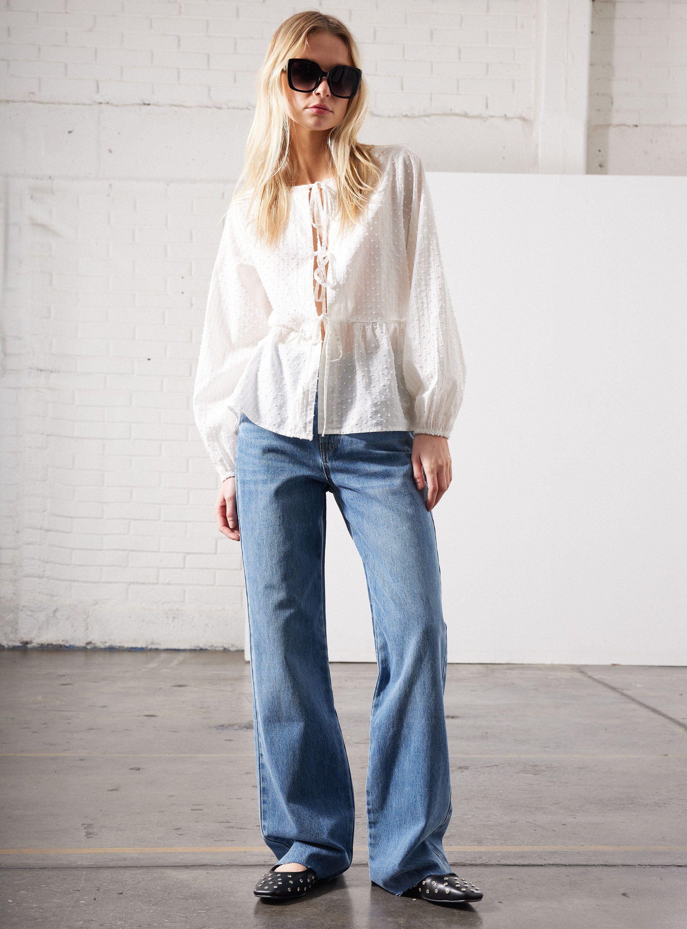 Jeans Wide Leg Tiro Alto Lavado-4