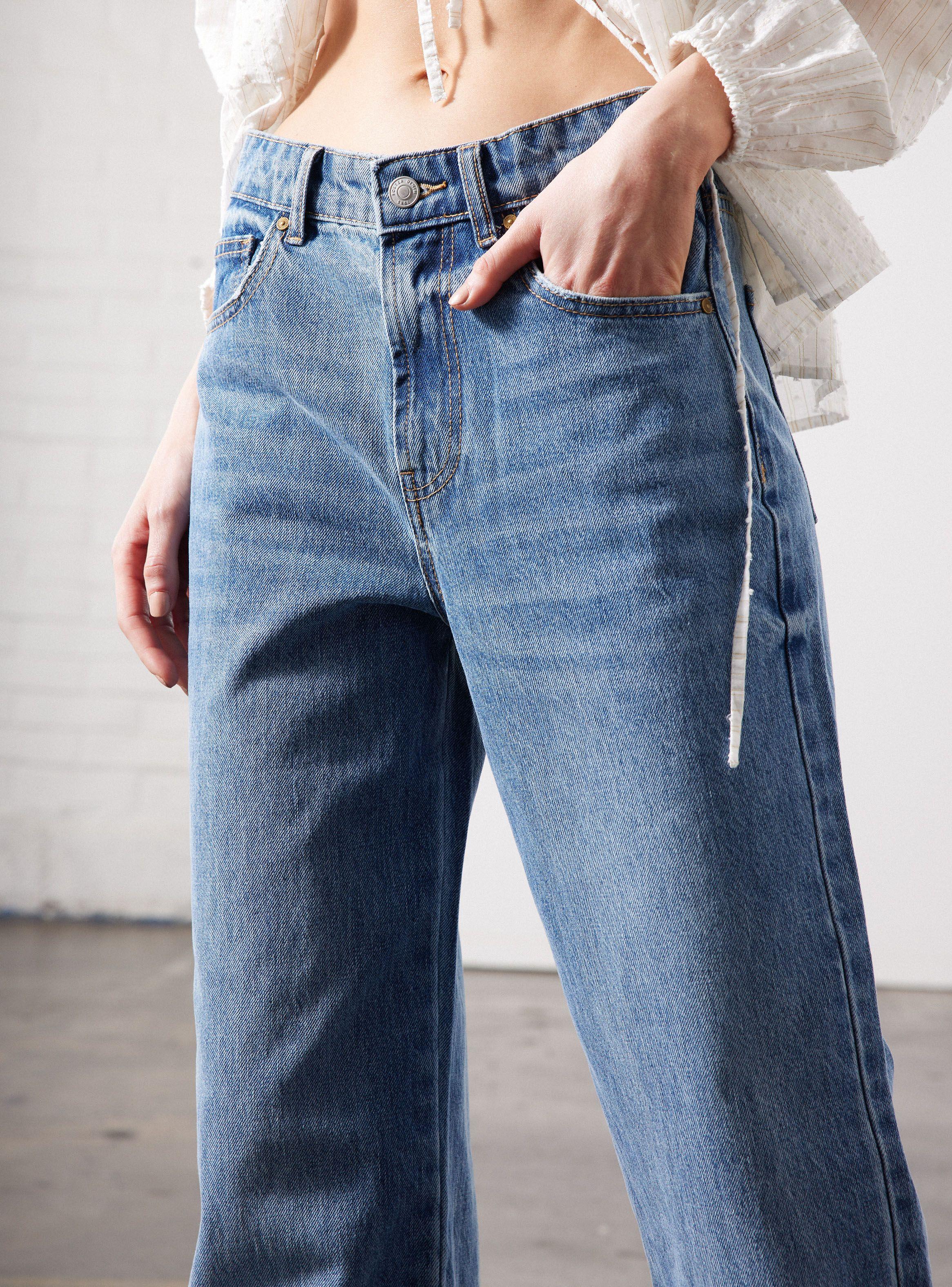Jeans Wide Leg Tiro Alto Lavado Foster | Paris.cl
