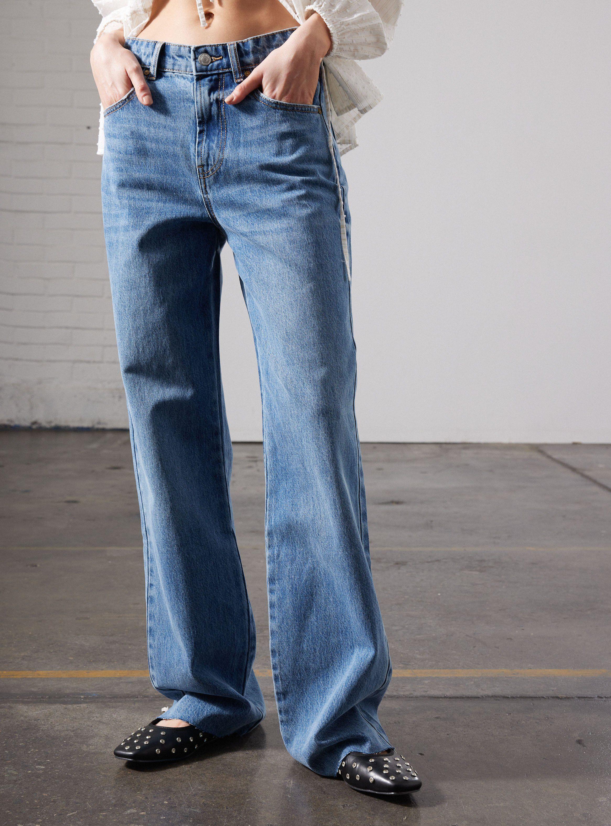 Jeans Wide Leg Tiro Alto Lavado Foster | Paris.cl