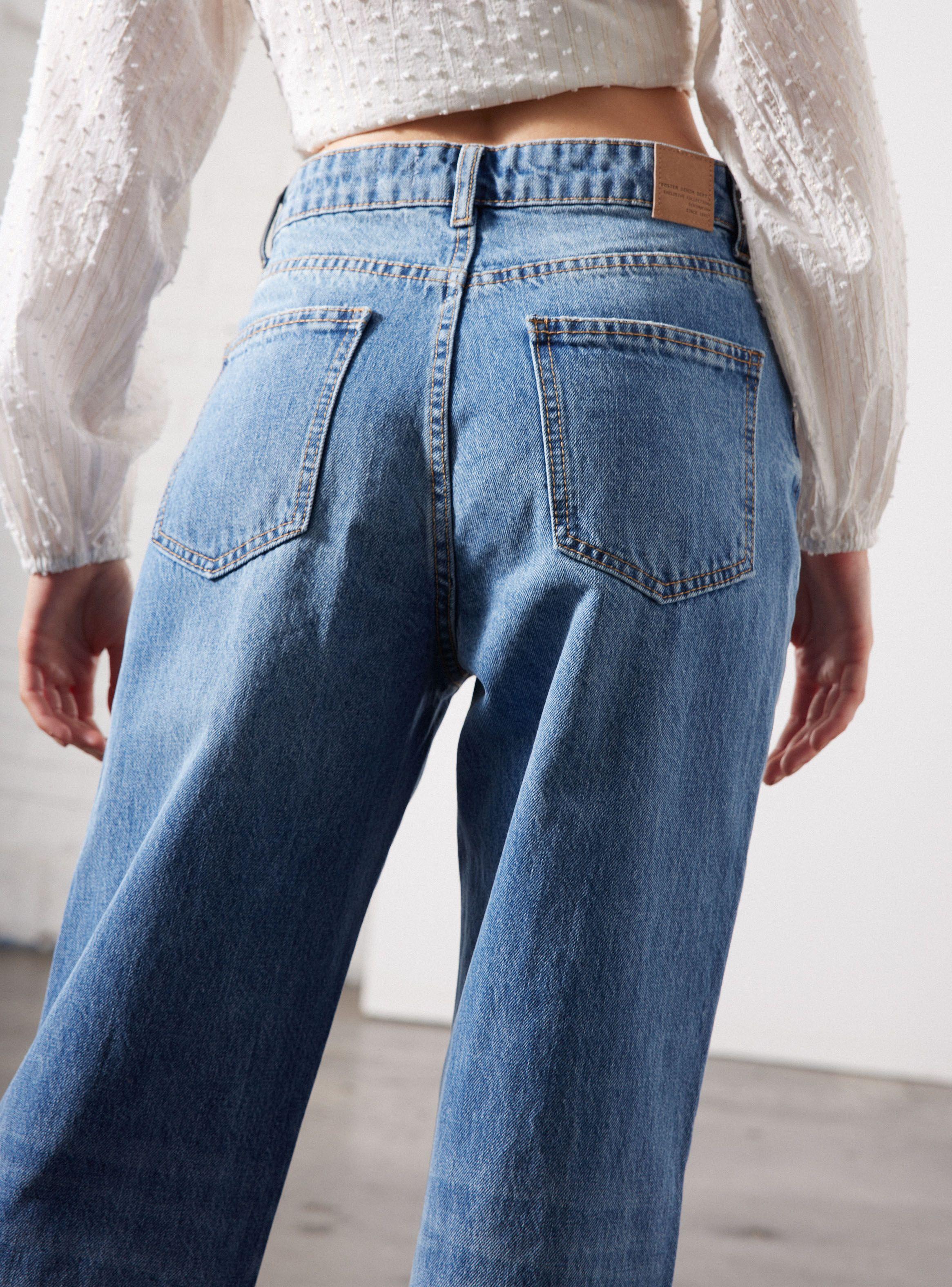 Jeans Wide Leg Tiro Alto Lavado Foster | Paris.cl