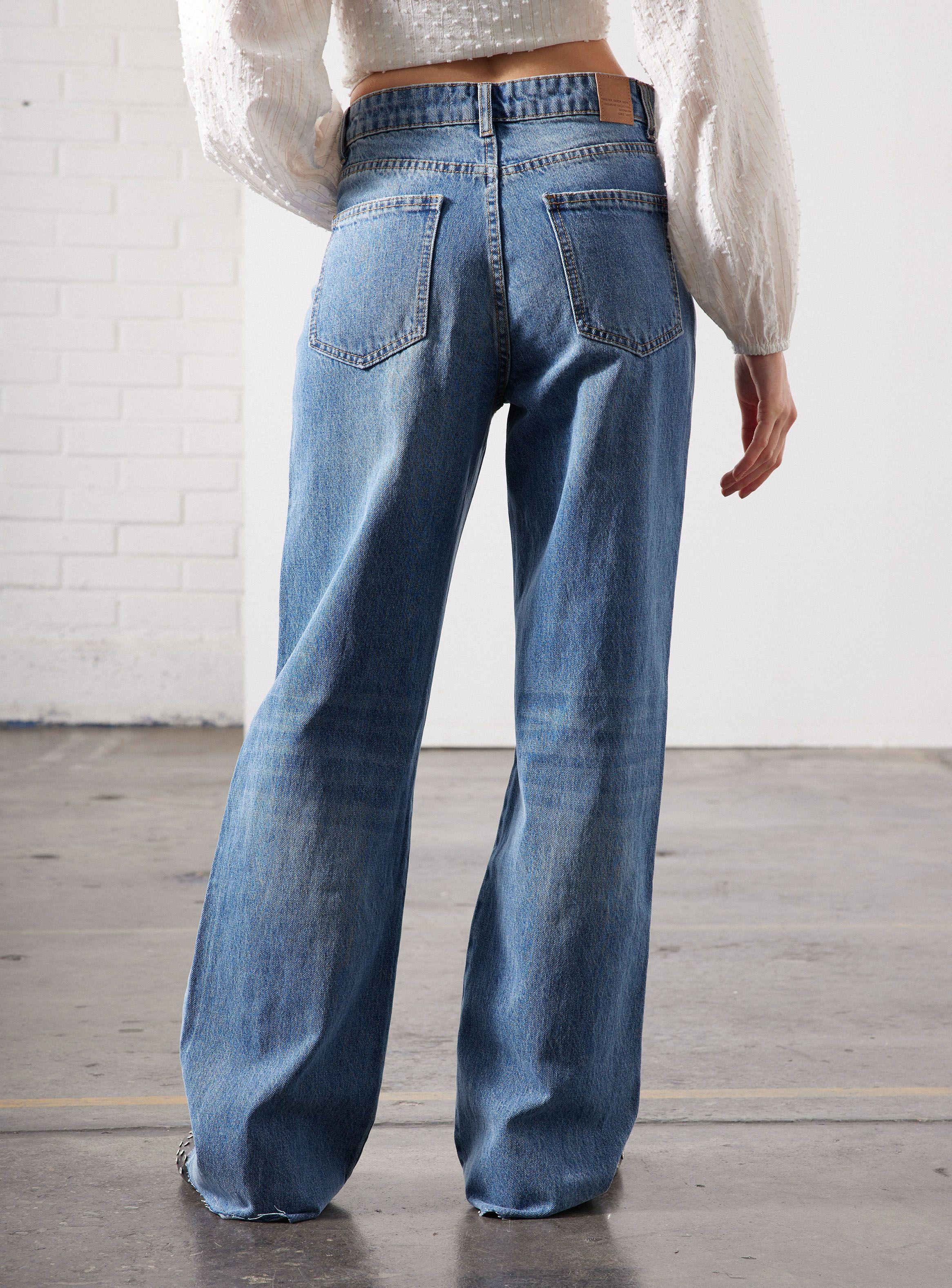 Jeans Wide Leg Tiro Alto Lavado-1