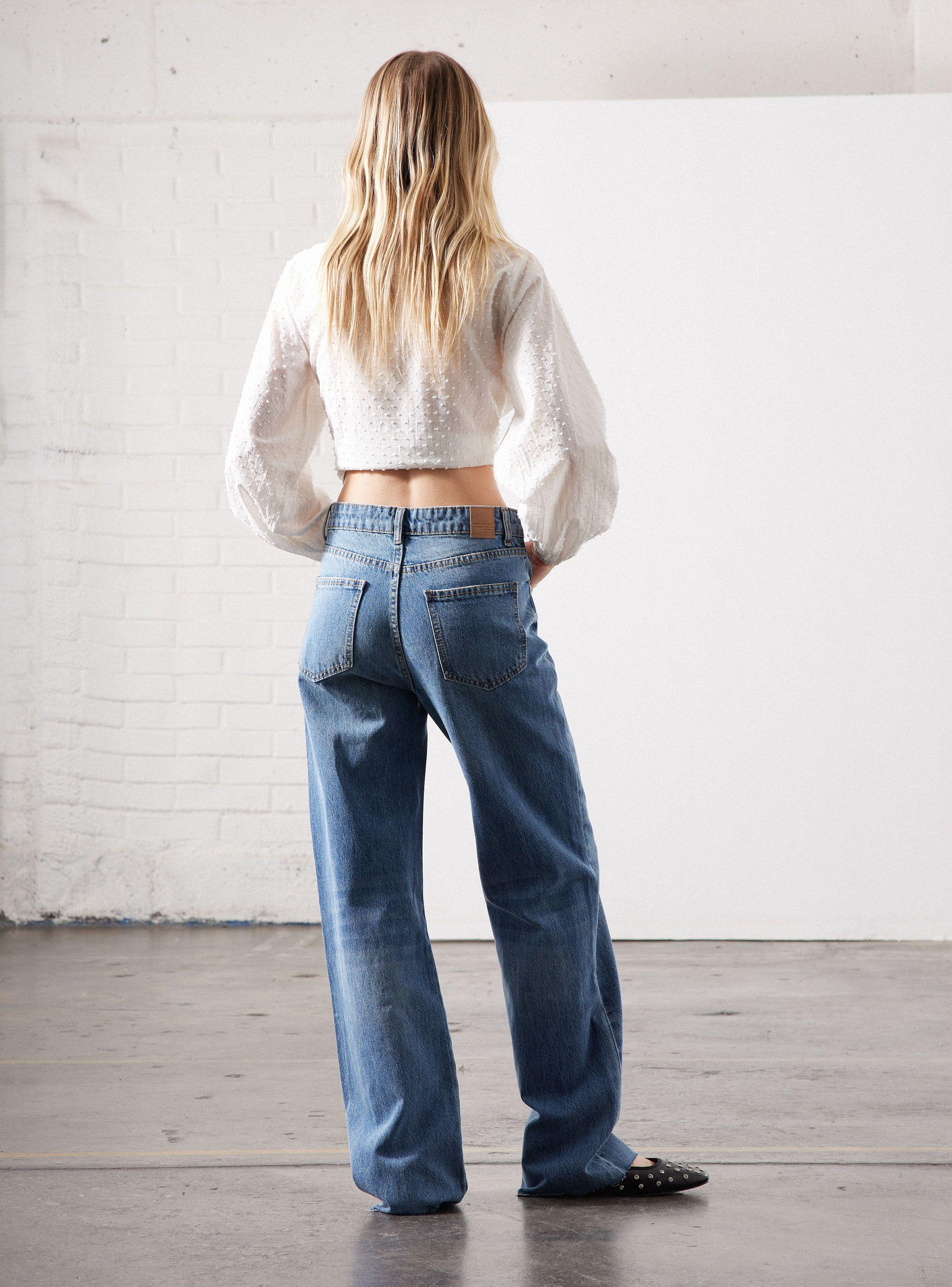 Jeans Wide Leg Tiro Alto Lavado-5