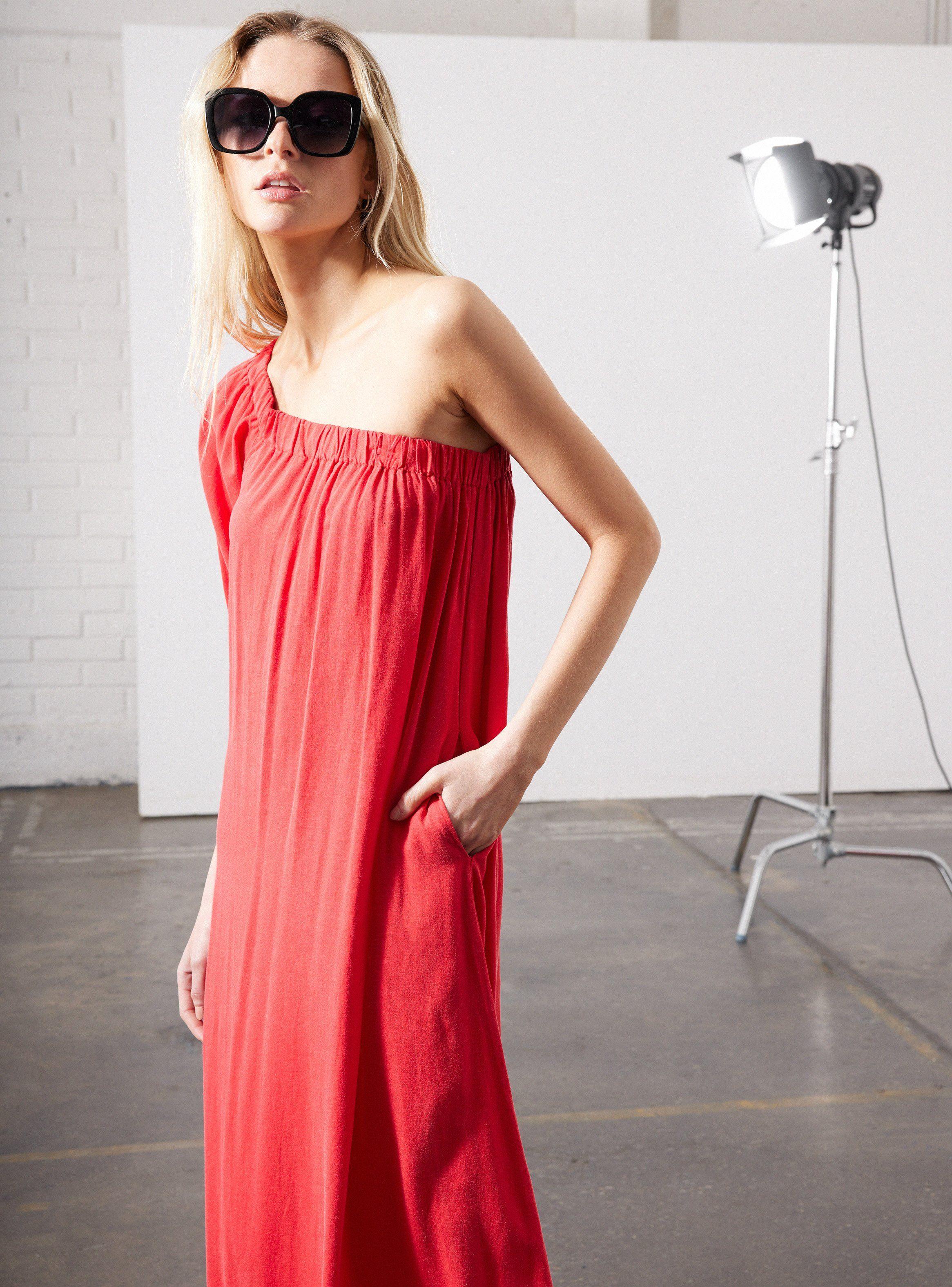 Vestido One Shoulder Manga Abullonada-0