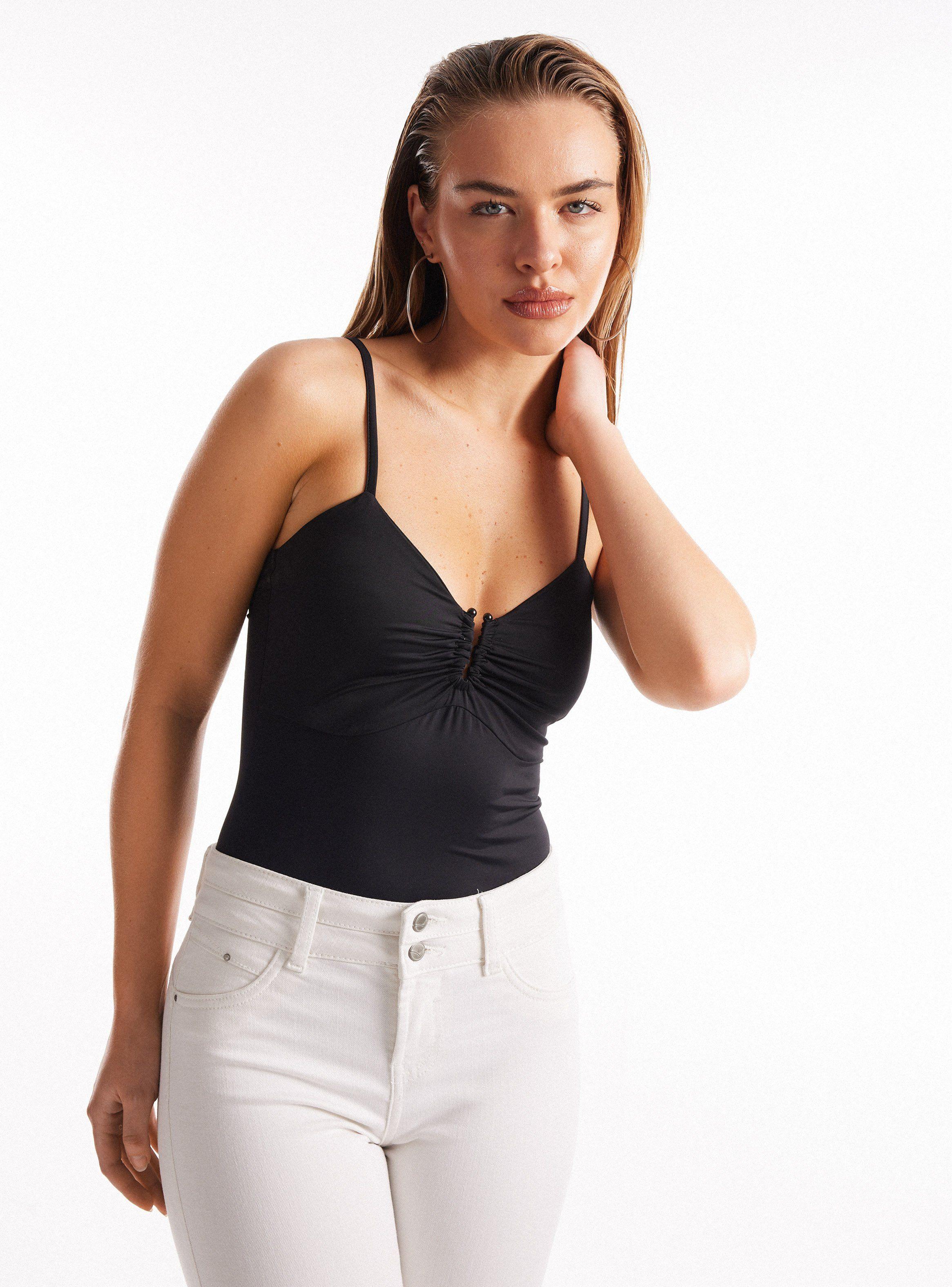 Body Escote Pieza Metálica Pabilos Ajustables-0