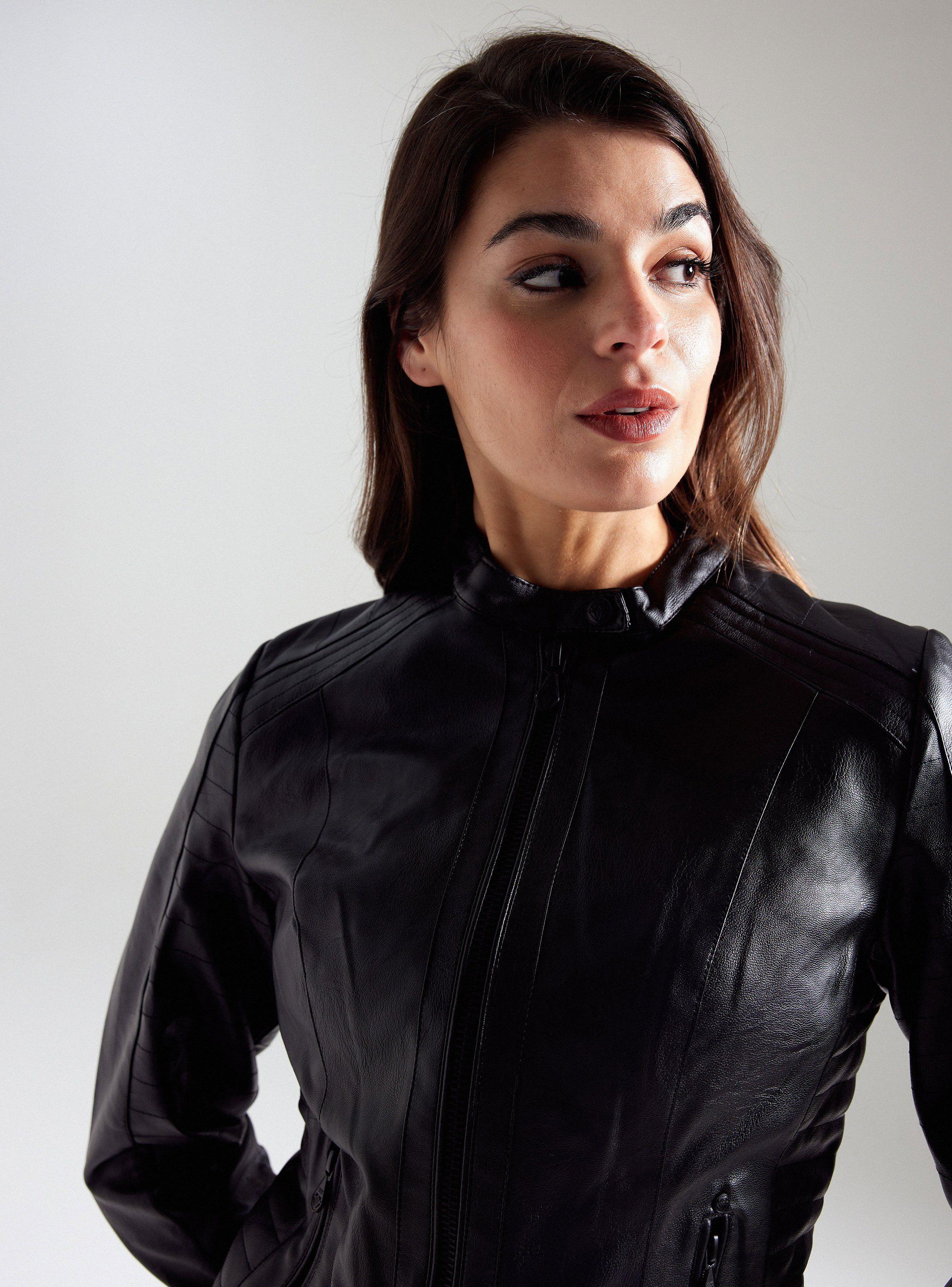 Chaqueta Biker Simil Cuero Forro Animal Print-3