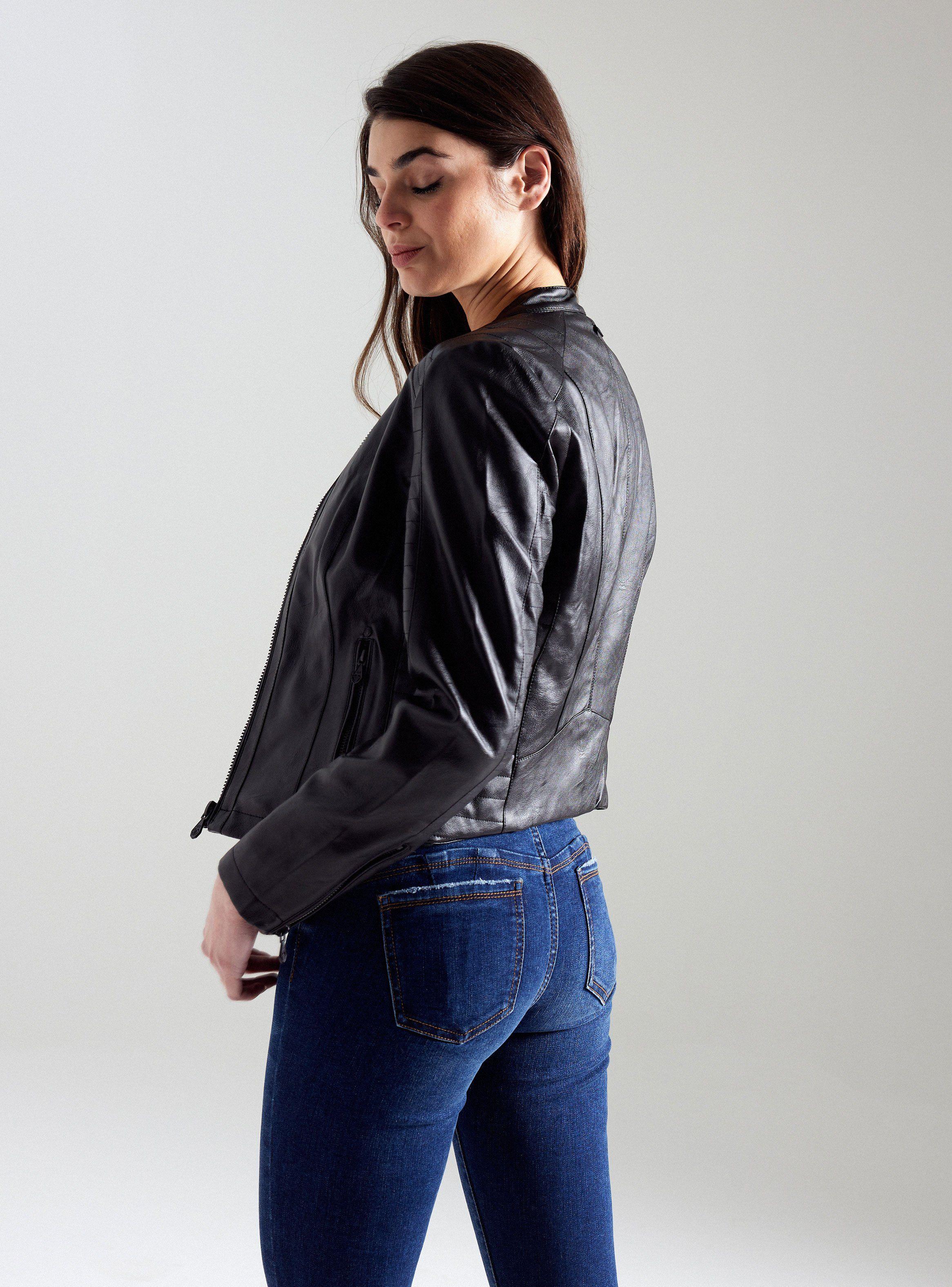 Chaqueta Biker Simil Cuero Forro Animal Print-1