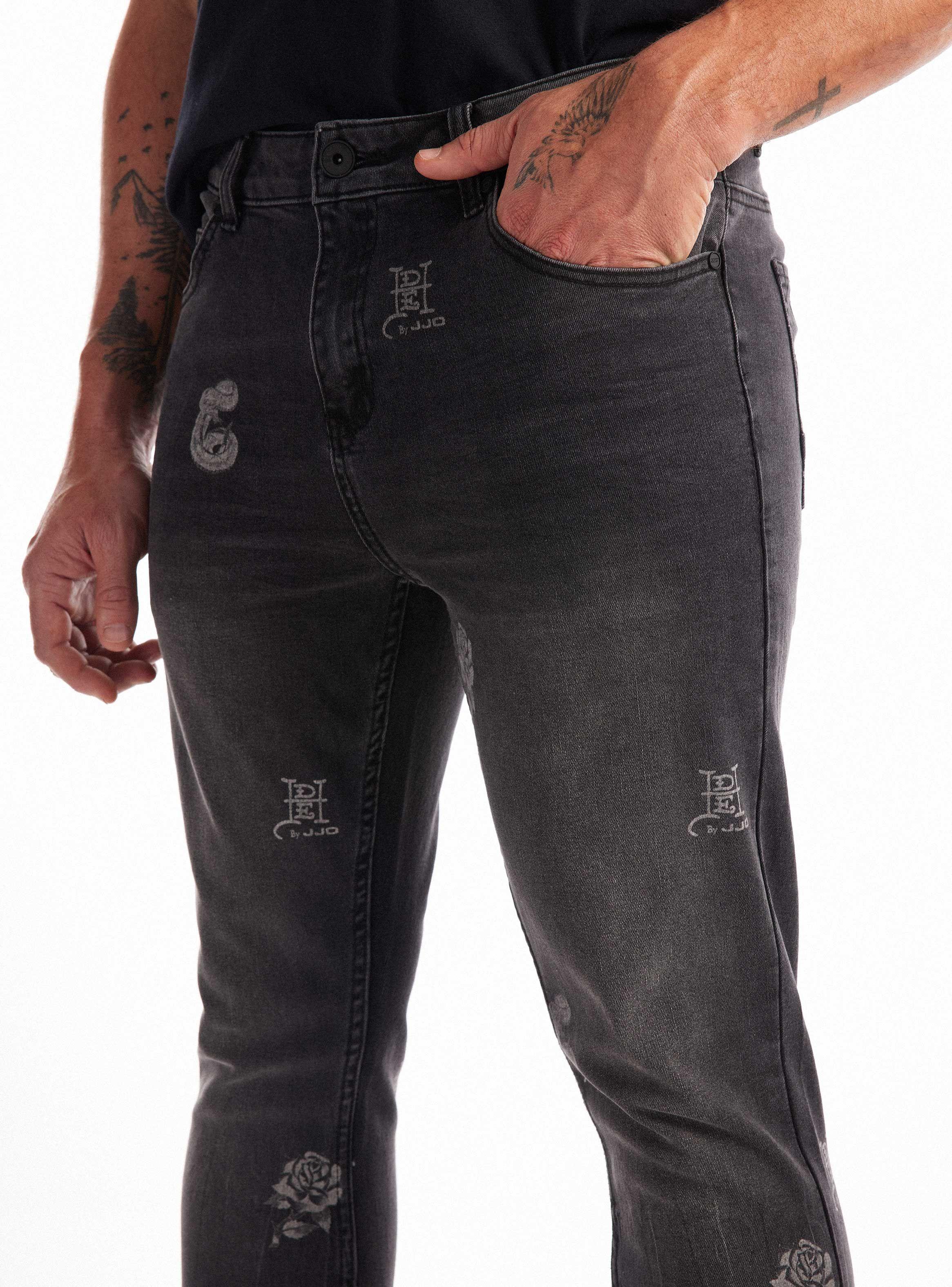 Jeans Ed Hardy Skinny Desgastado Full print-2