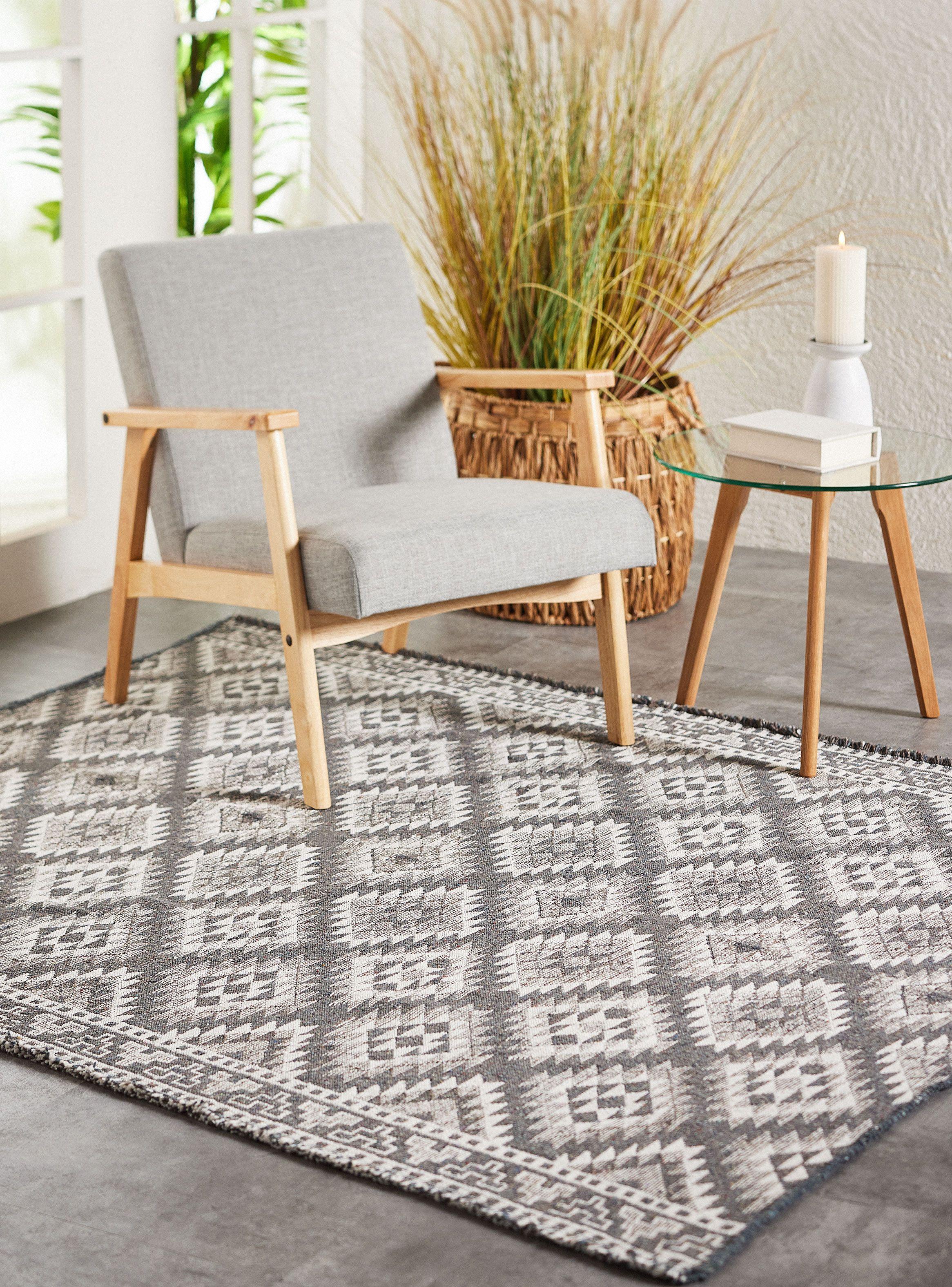 Alfombra Ecoreciclada 165x210 cm Gris Blanco-4