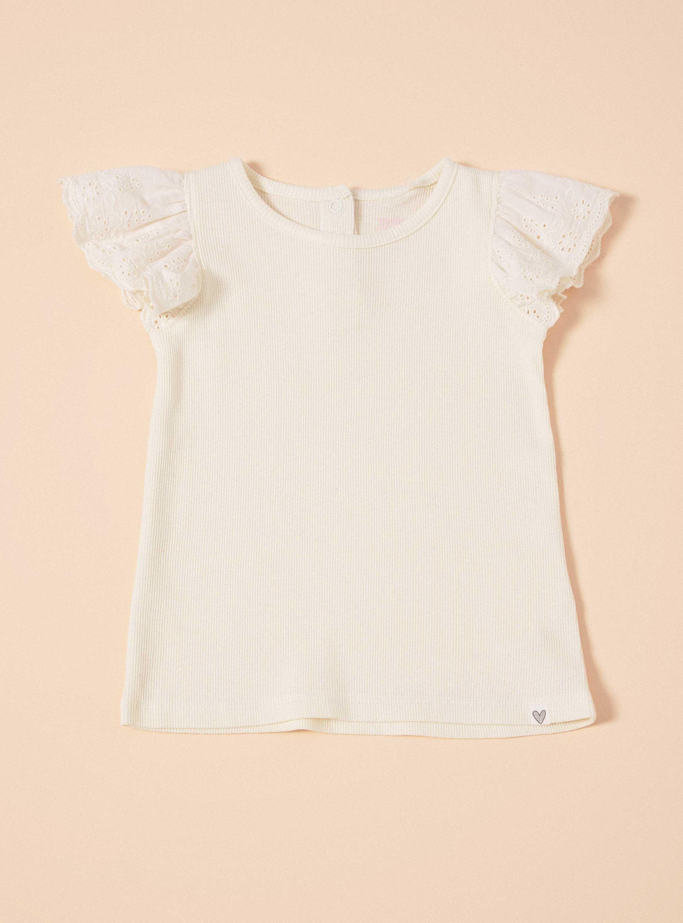 Polera Rib Mangas Diseño Broderie-0