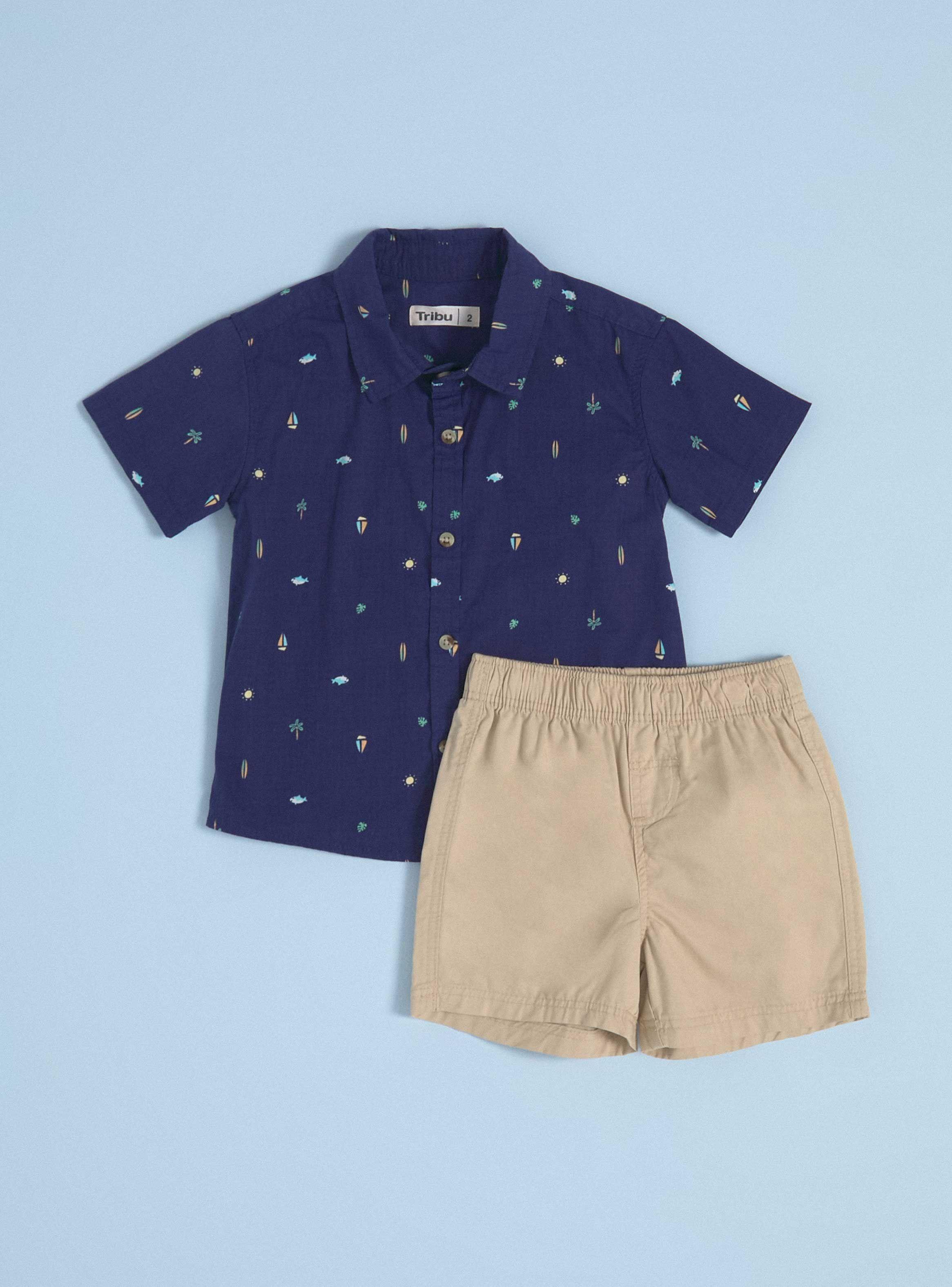 Conjunto Camisa Estampada y Shorts-0