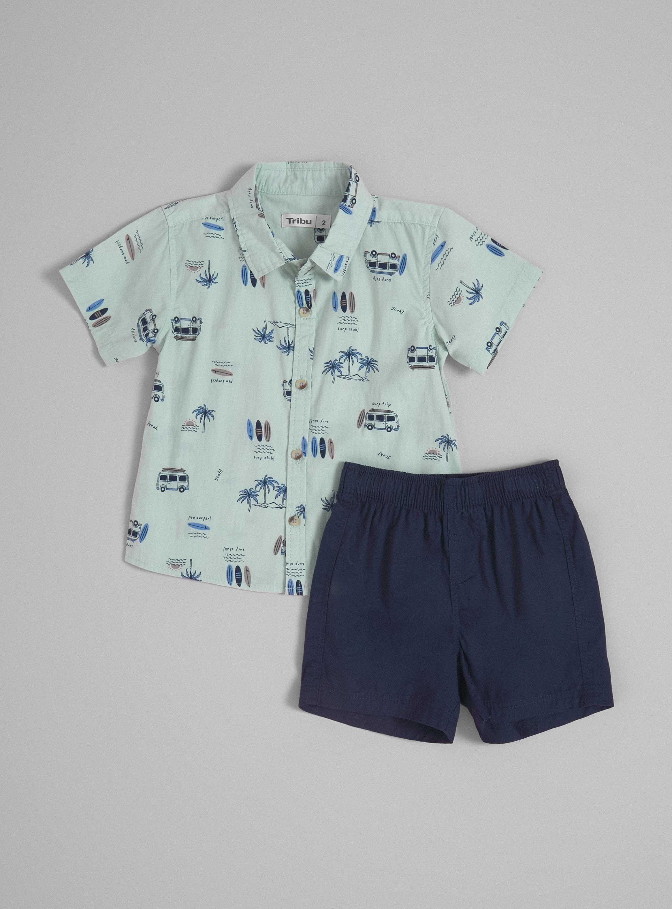 Conjunto Camisa Estampada y Shorts-0