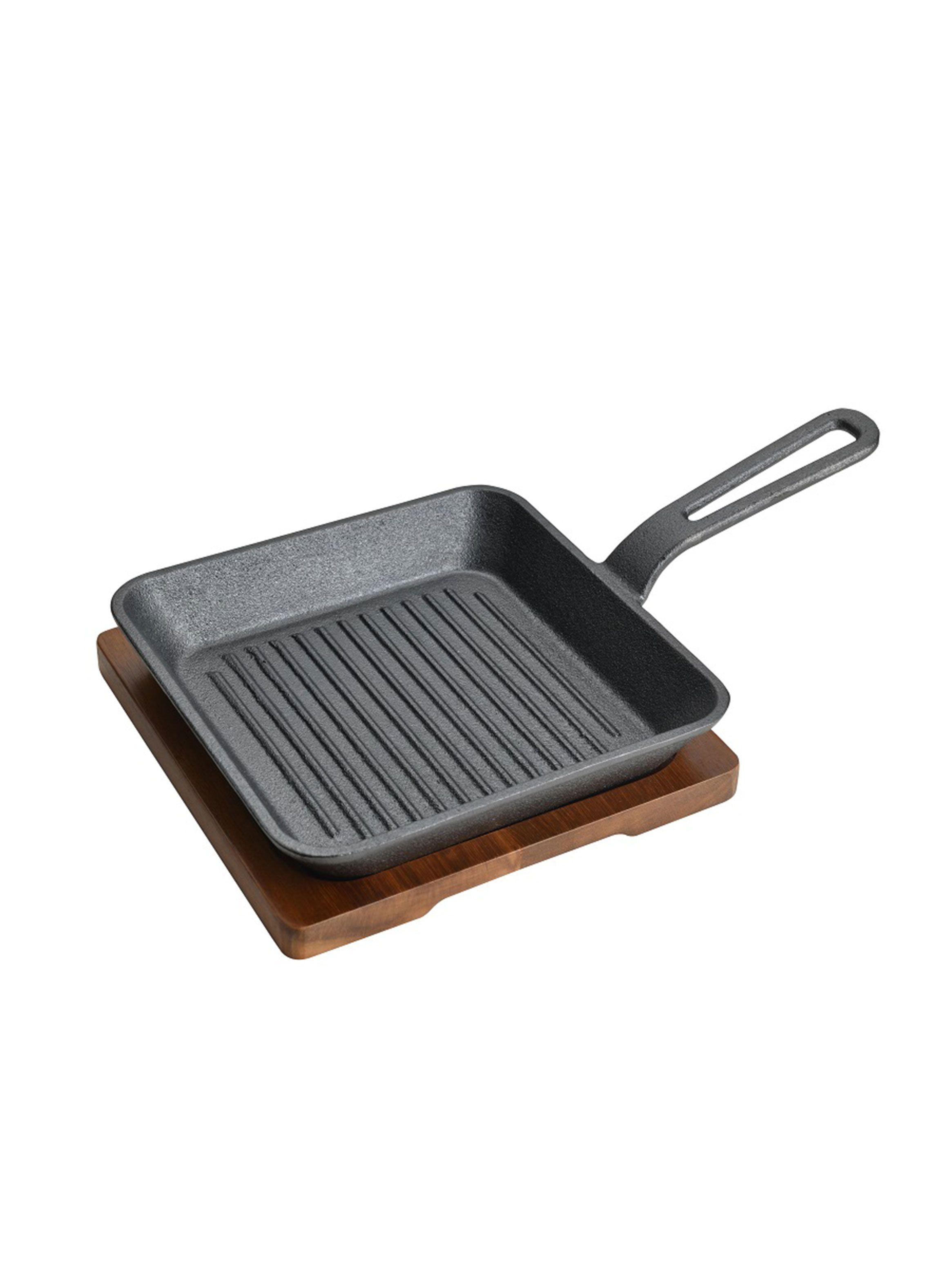 Mini Grill Hierro Fundido con Base Acacia-0