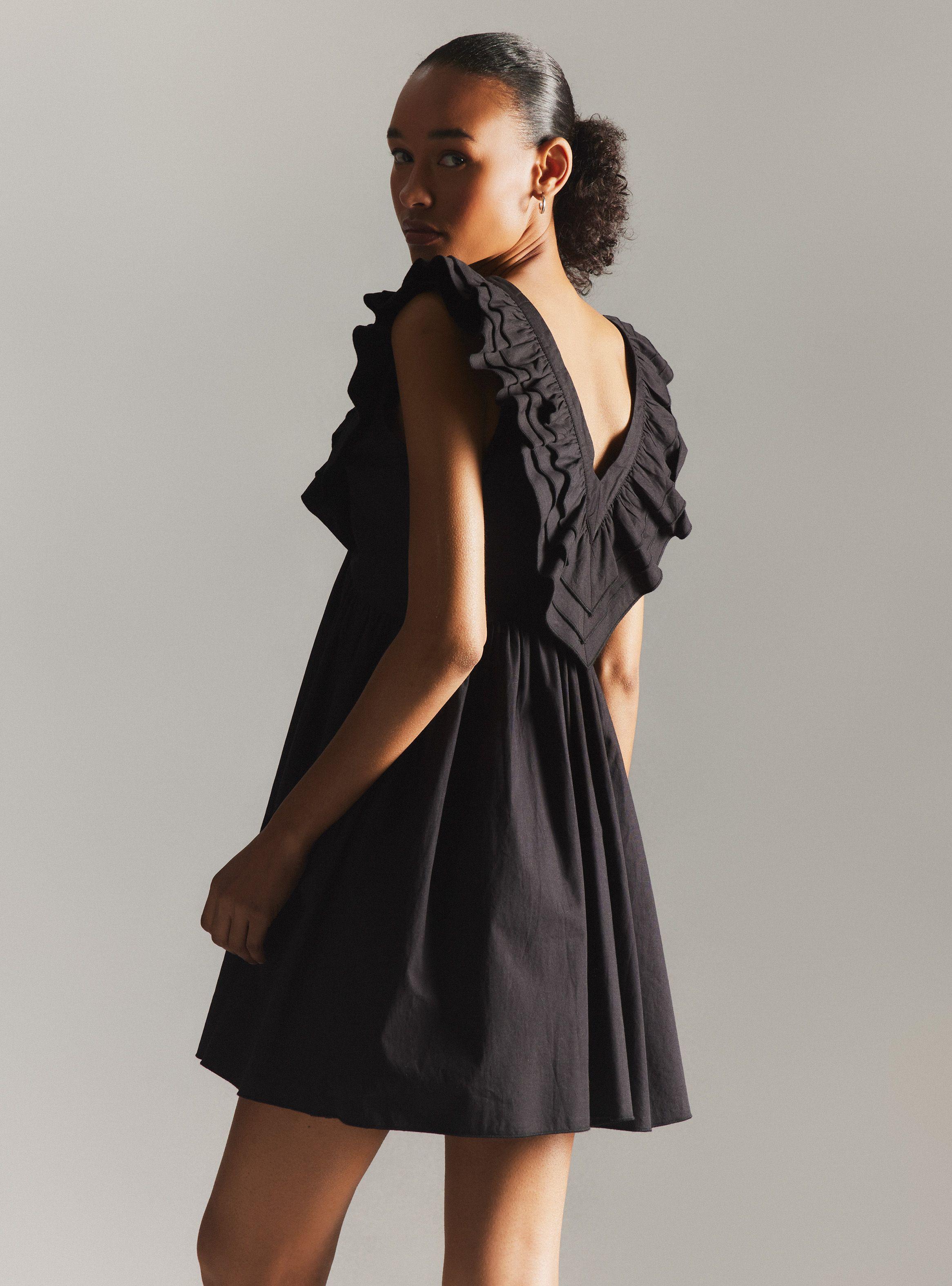 Vestido Corto con Vuelo y Bordado Hecho en India-1