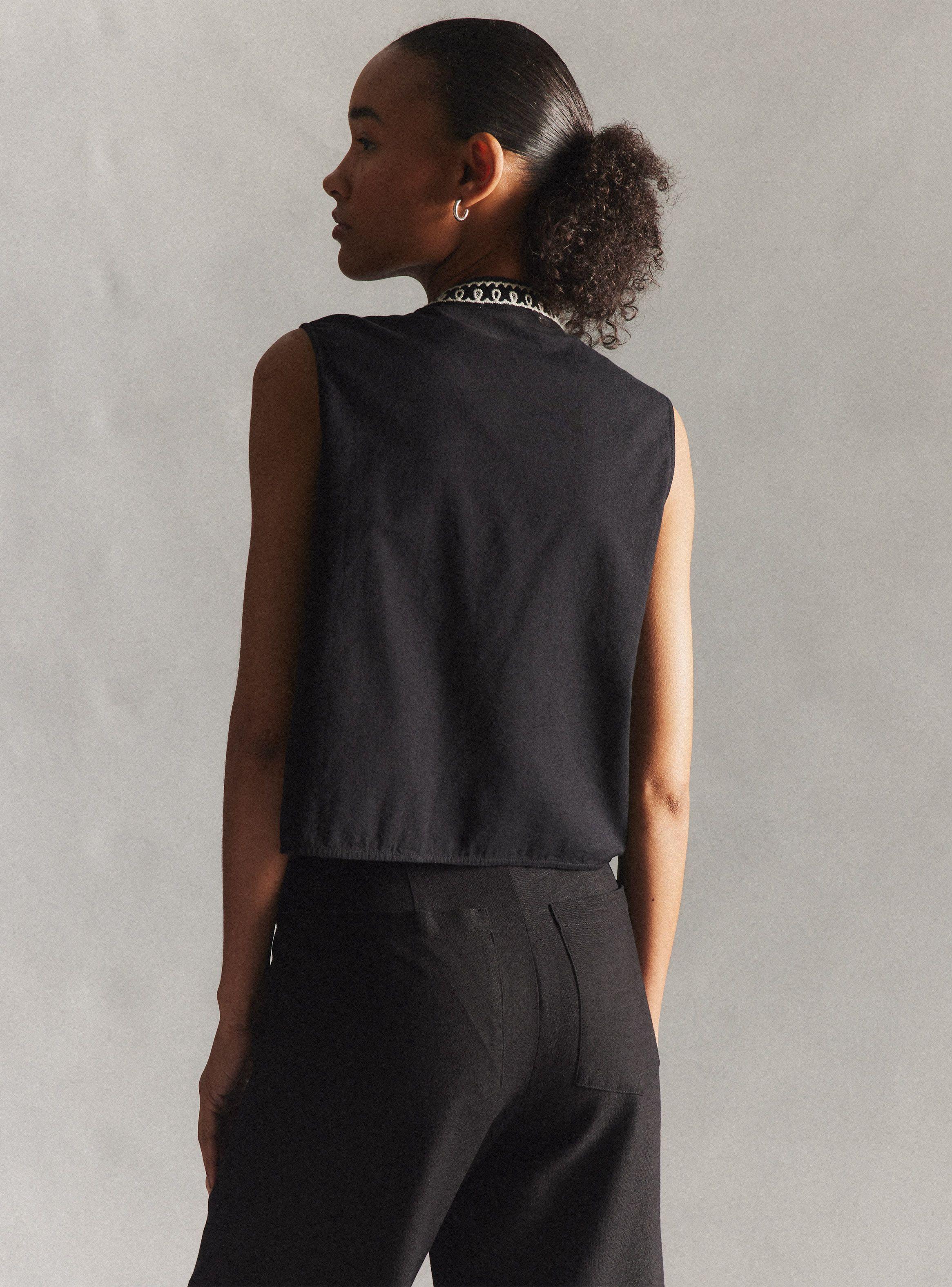 Blusa Tipo Vest Hecha en India Bordada-1
