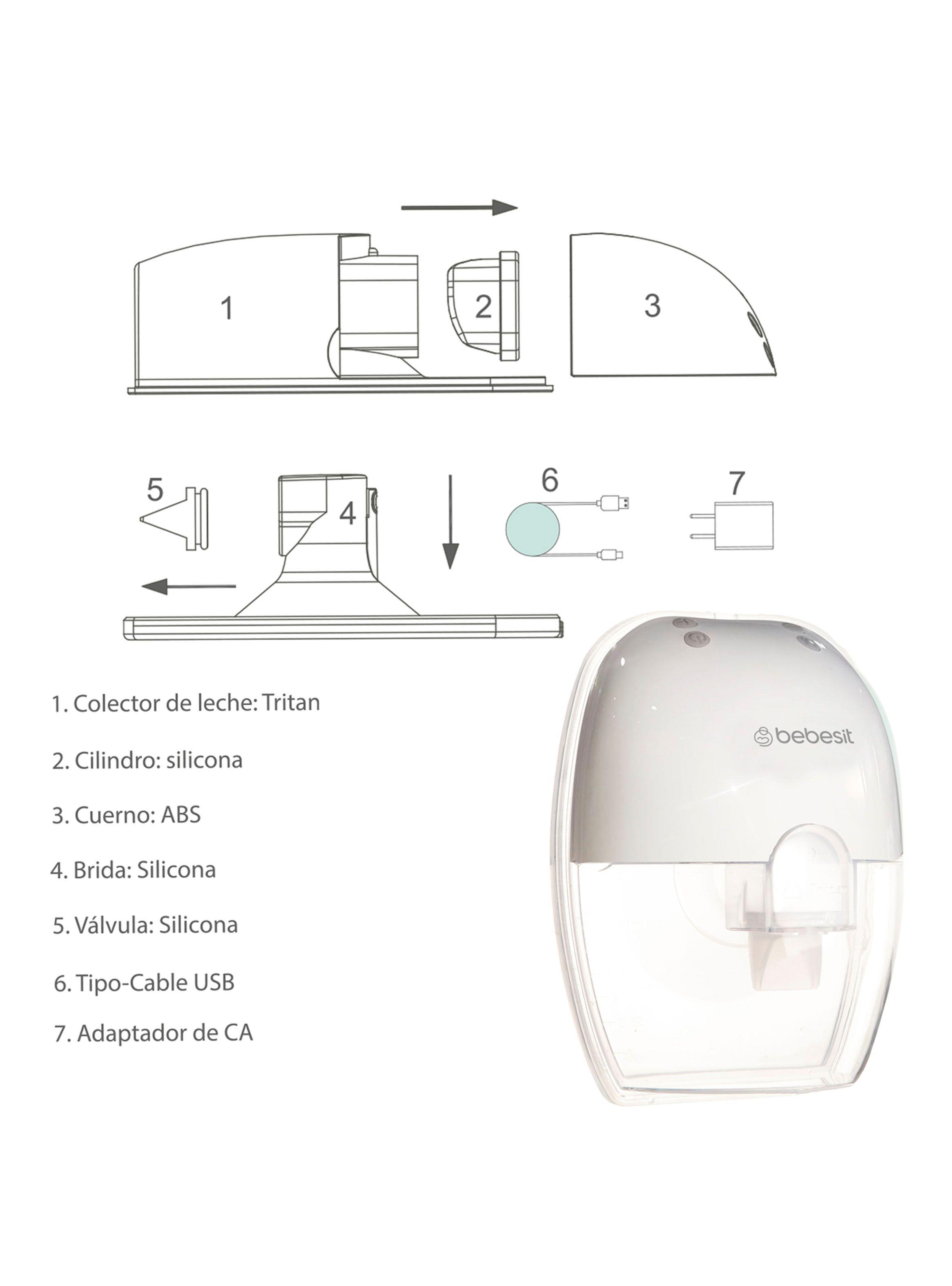 Extractor de Leche Materna Manos Libres Blanco Bebesit-3