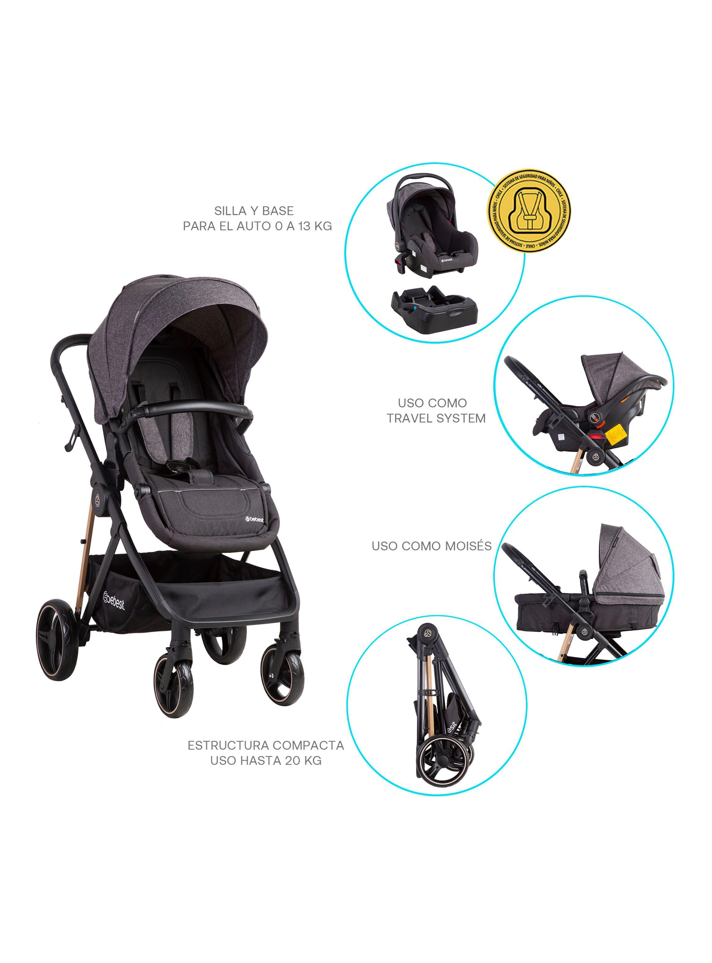 Coche Travel System Cosmos Negro Bebesit-4