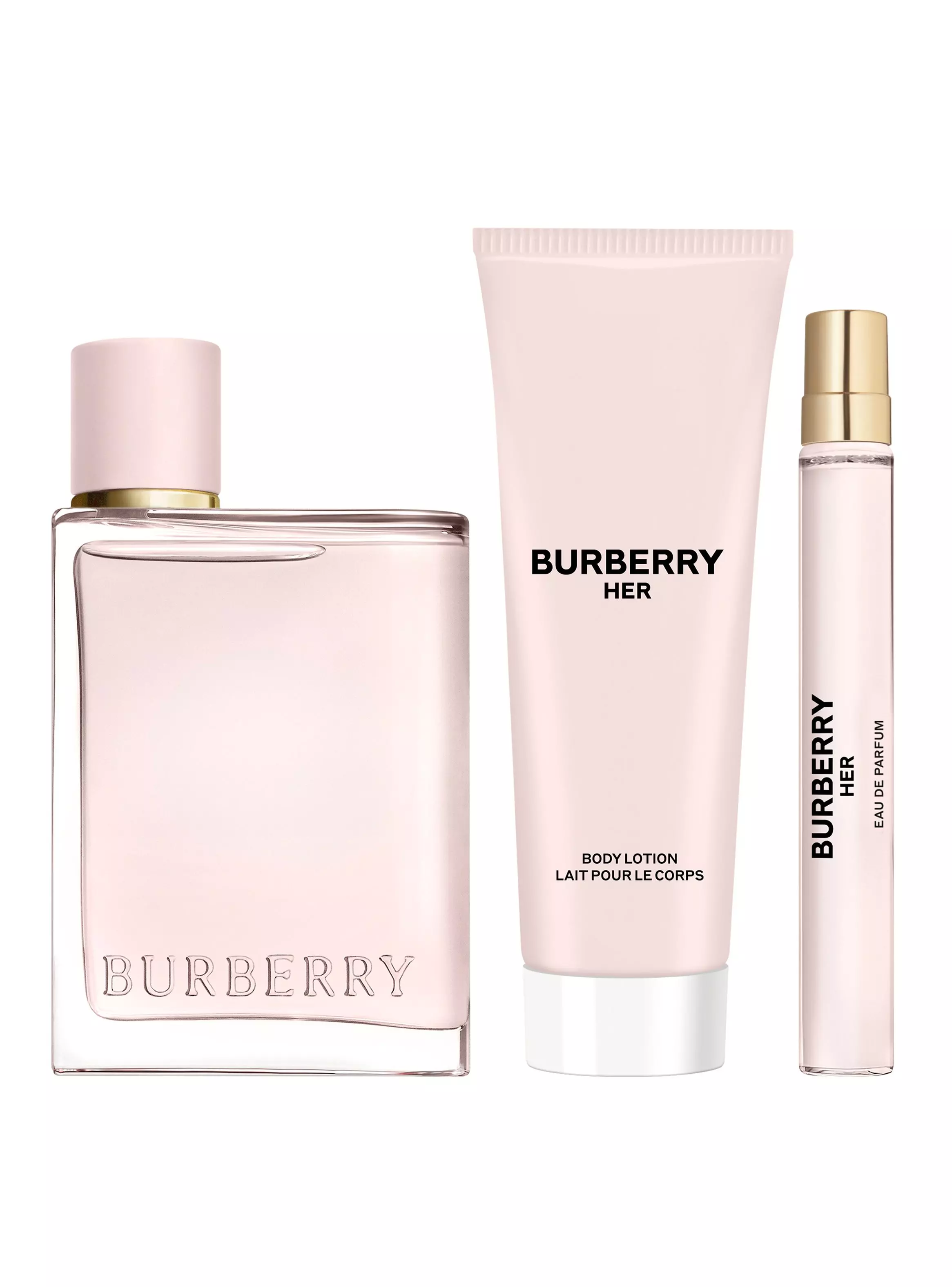 Set Perfume Burberry Her EDP Mujer 100 ml + Body Lotion 75 ml + Travel Size 10 ml-1