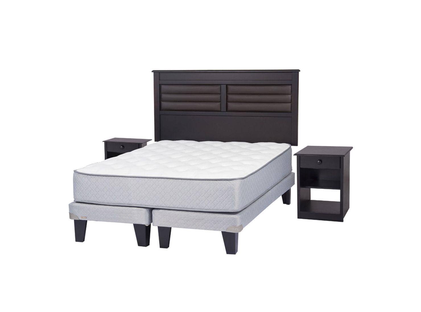 Set Cama Europea Adapta 2 plazas Base Dividida +  Respaldo + Veladores Florencia-0