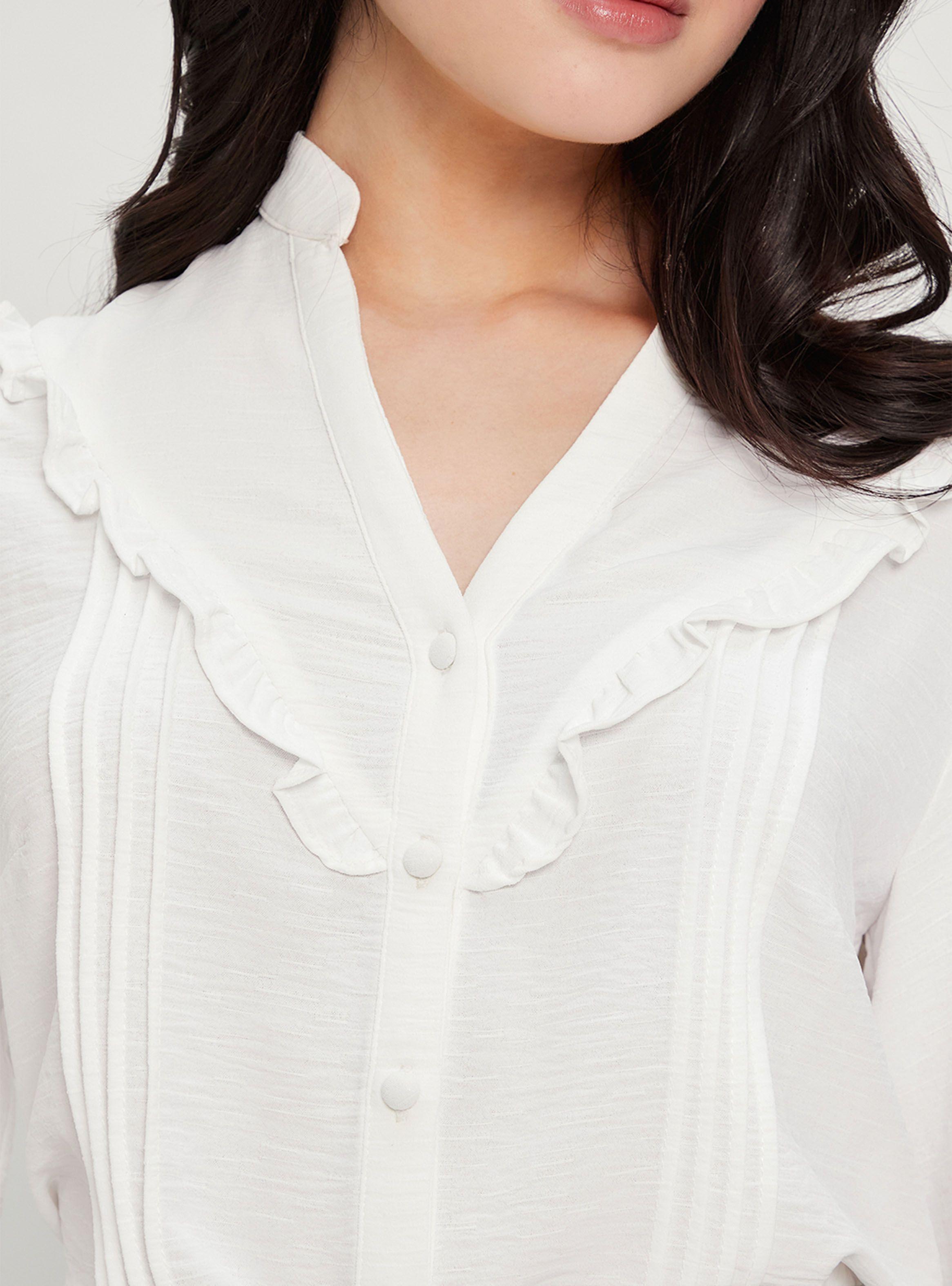 Blusa Lisa Cuello en V con Vuelos-3