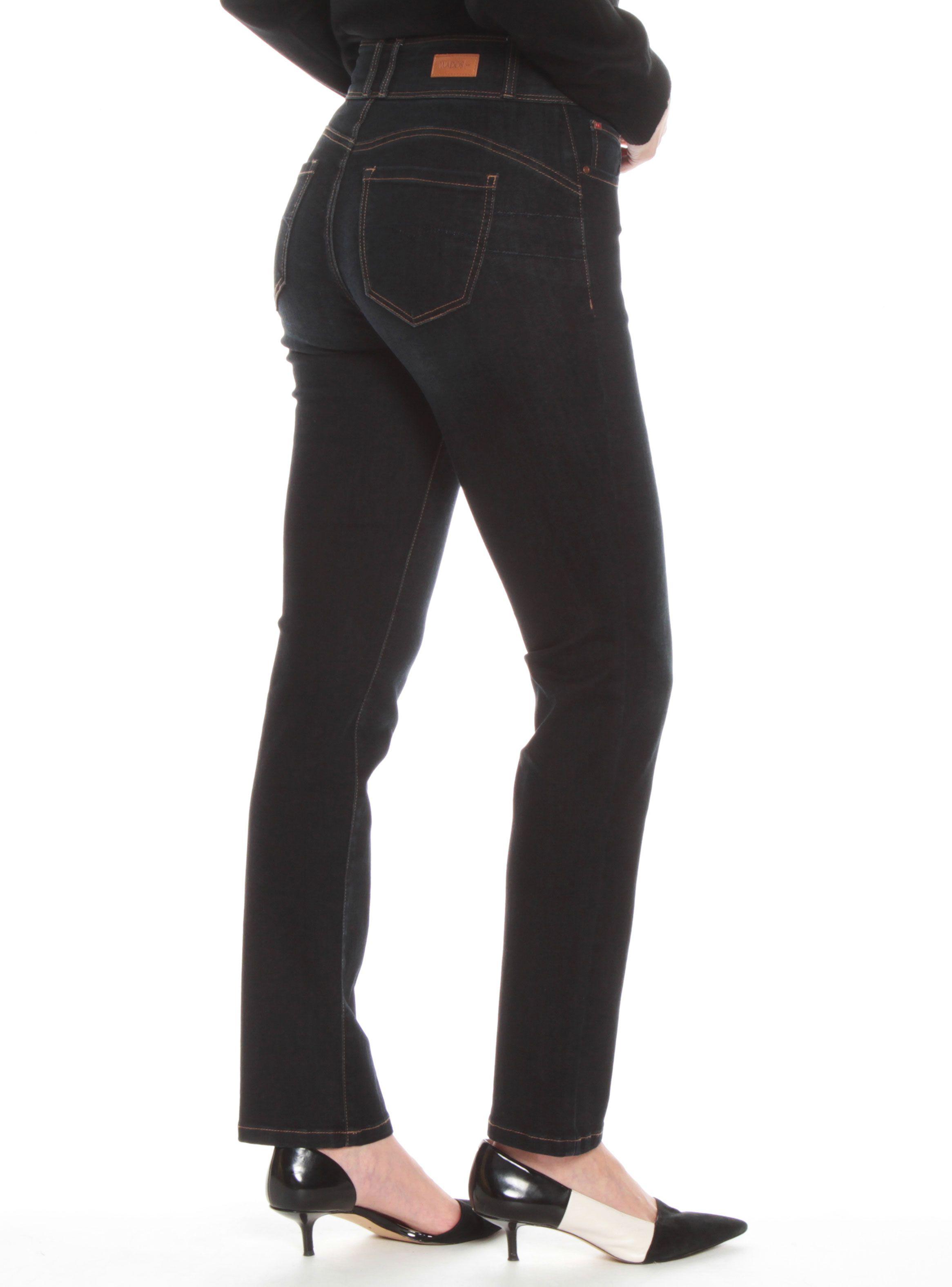 Jeans Recto Tiro Alto Pretina Media 2 Botones-1