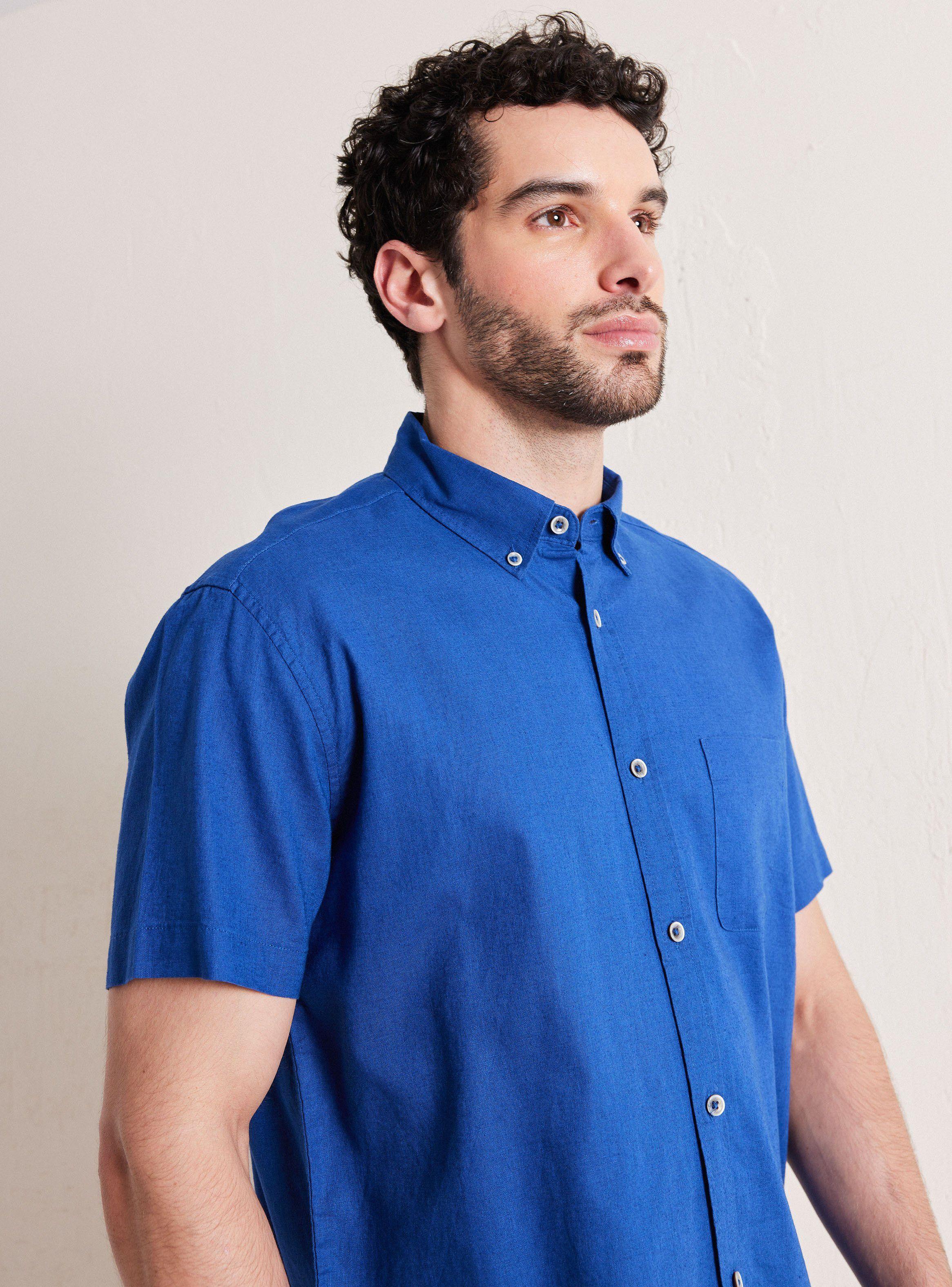 Camisa de Vestir Manga Corta Lino Algodón-3