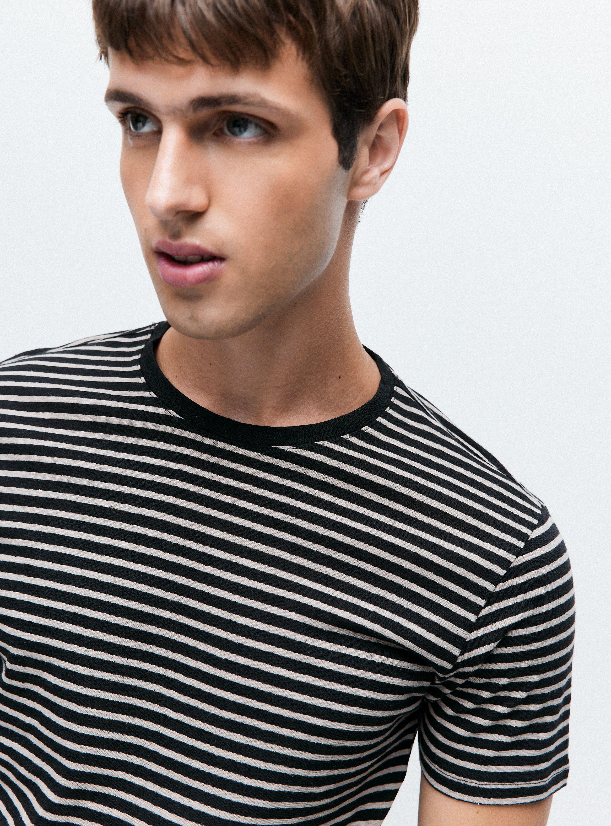 Polera R-Neck Rayada Manga Corta-2