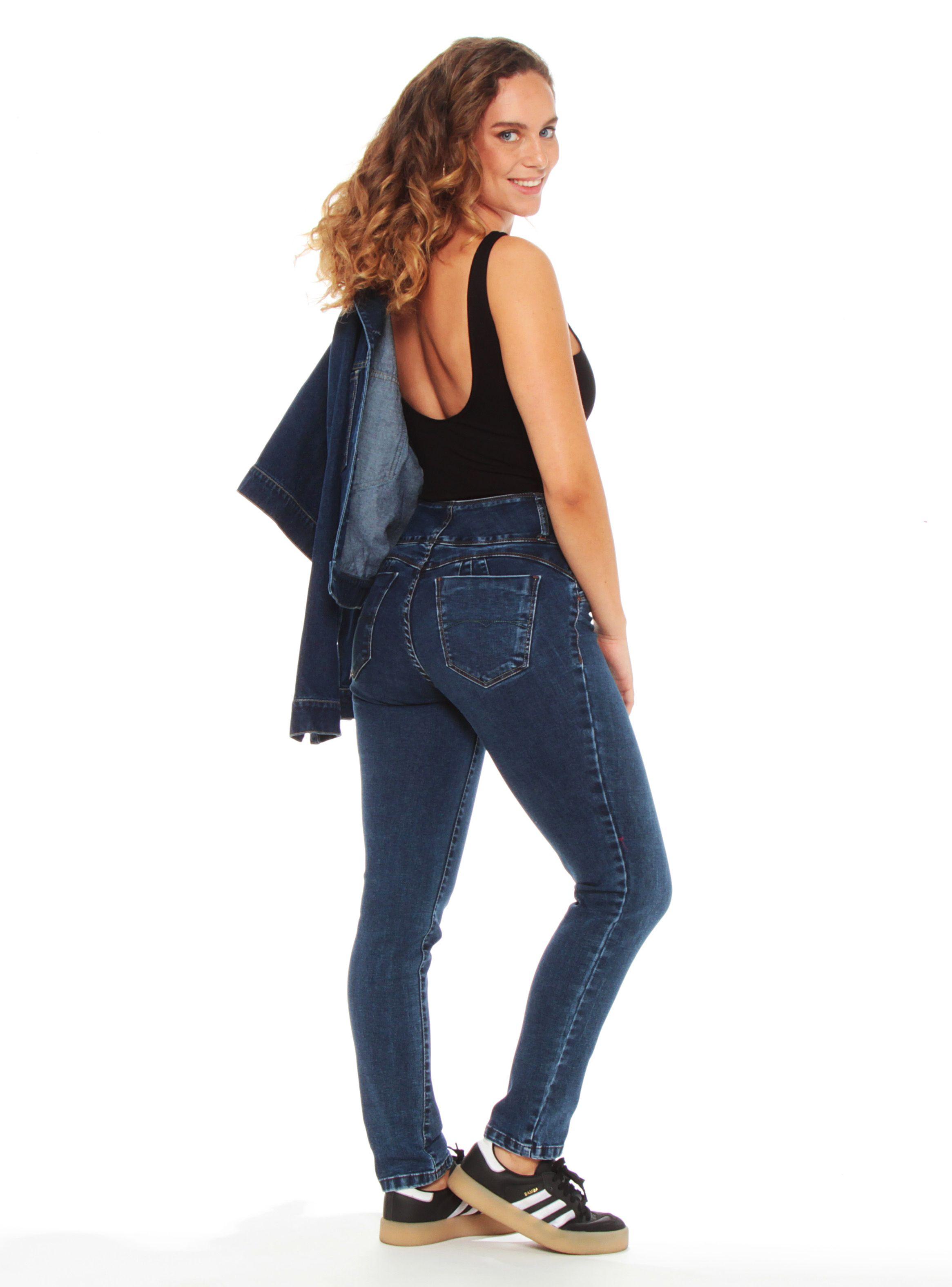 Jeans Escultural Slim Tiro Alto Pretina Alta Tres Botones-4