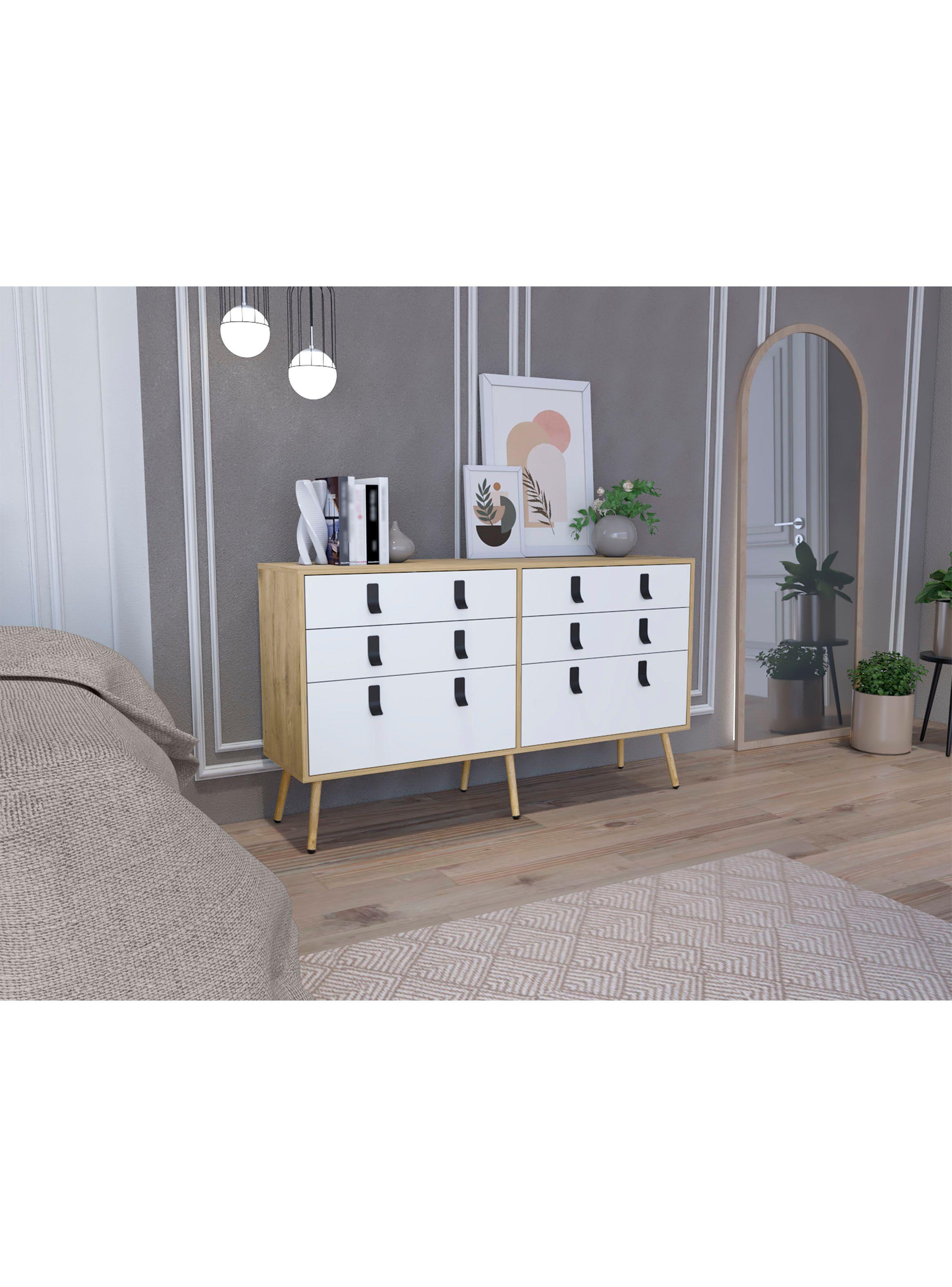 Comoda Doble Huna 6C Macadamia/Blanco-4