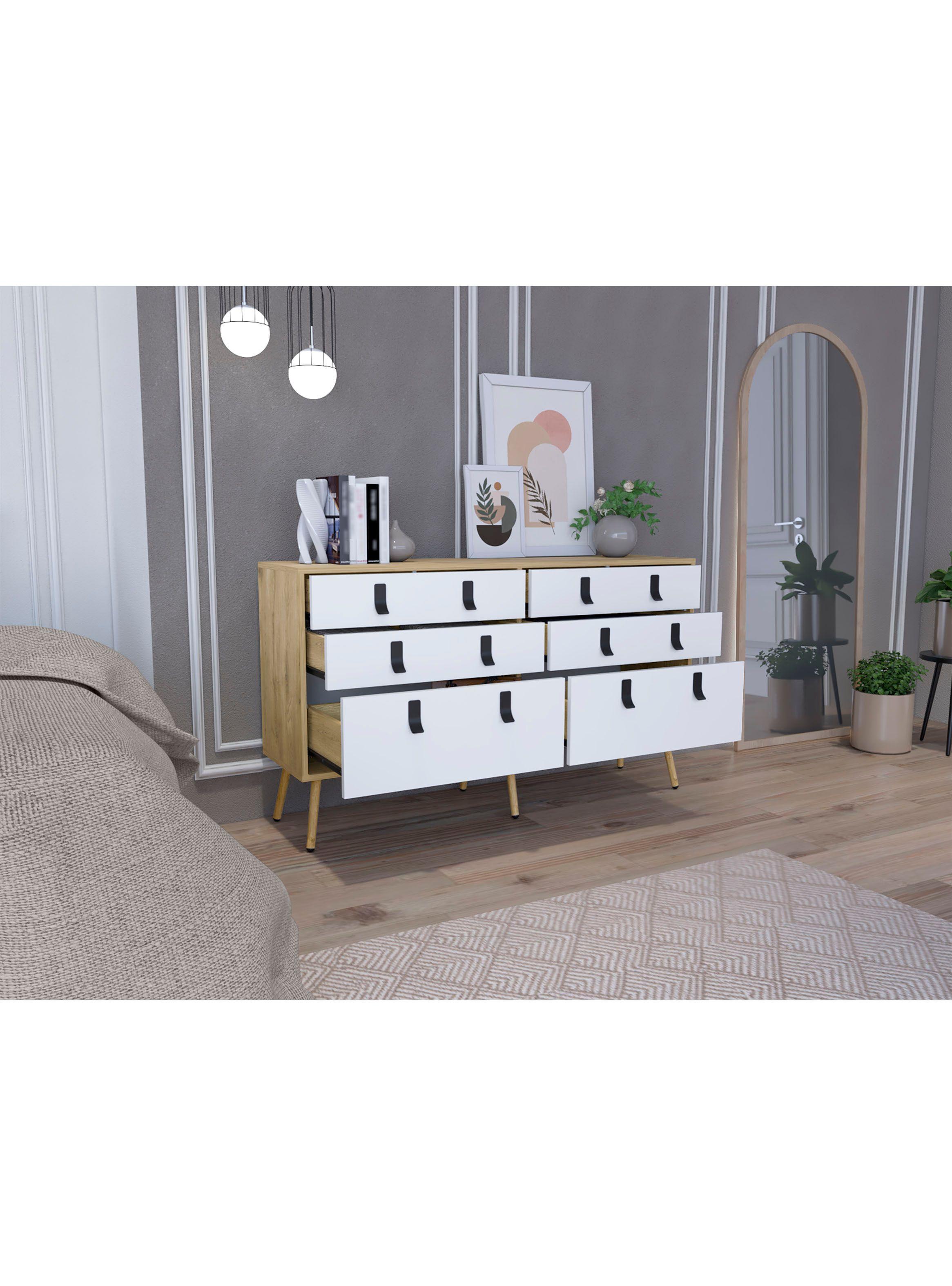 Comoda Doble Huna 6C Macadamia/Blanco-3