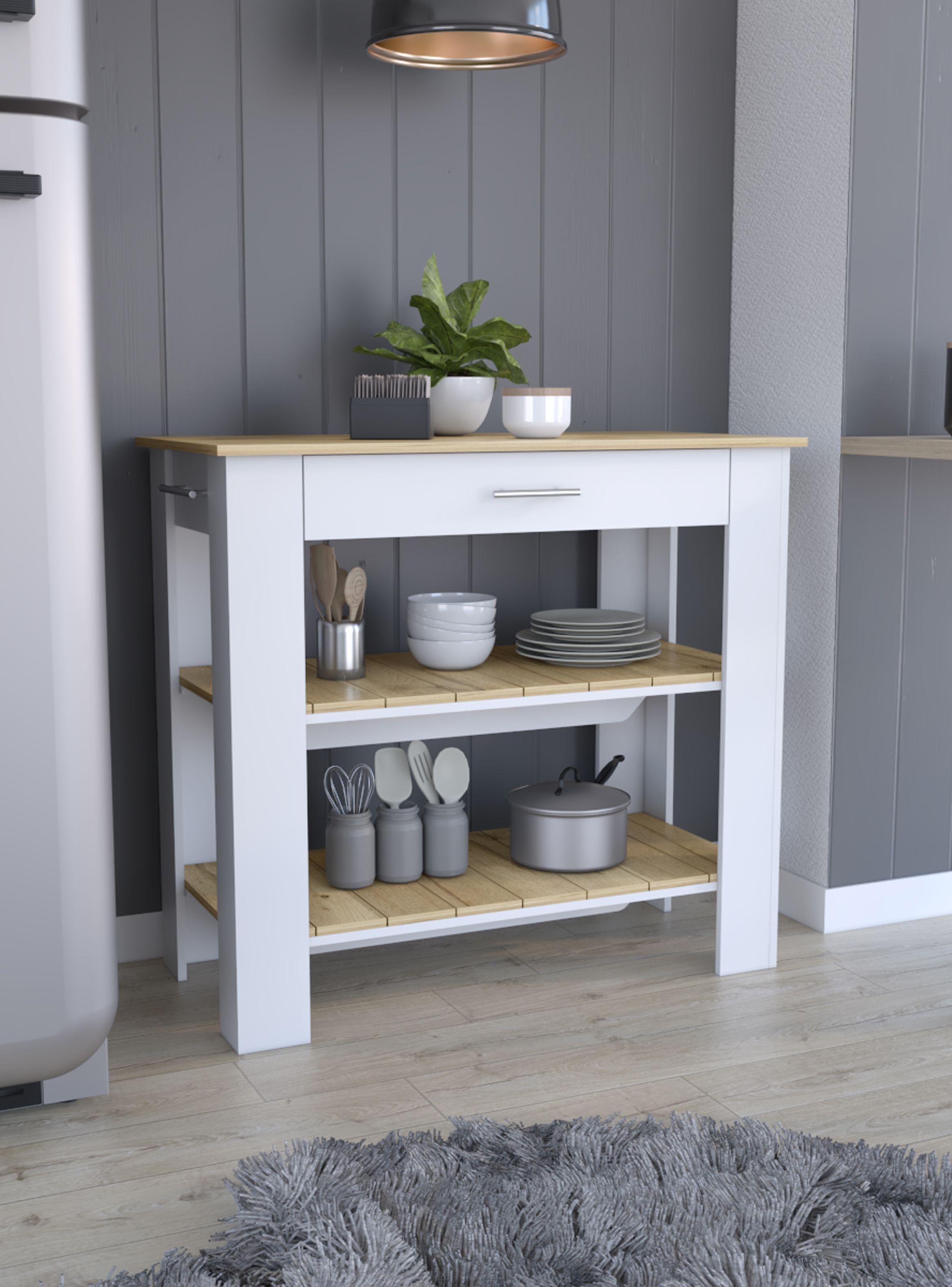 Mueble Isla de Cocina Cala 1C Blanco Marquez Macadamia-5