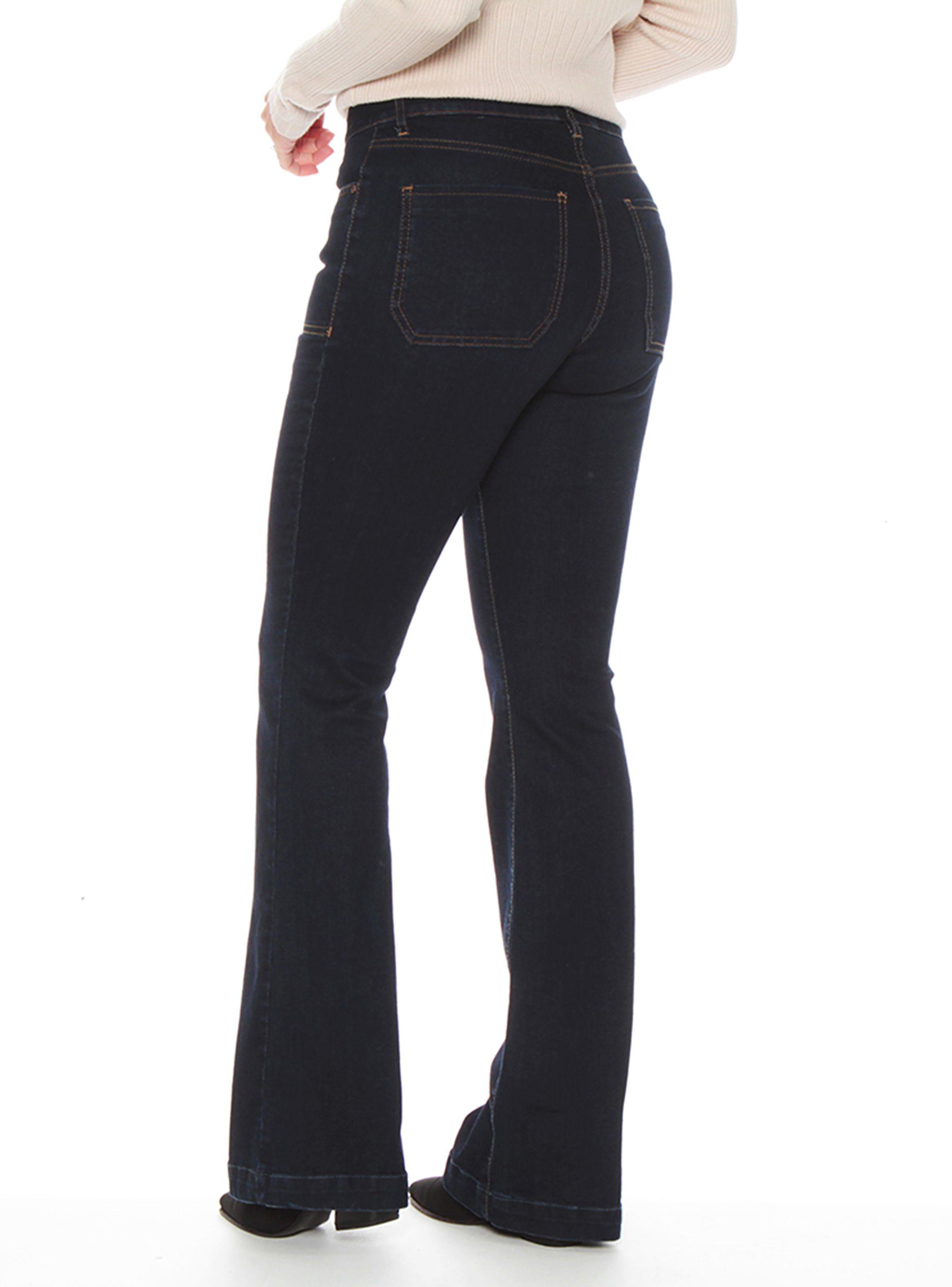 Jeans Cargo Flare Tiro Alto Pretina Básica Un Botón-1