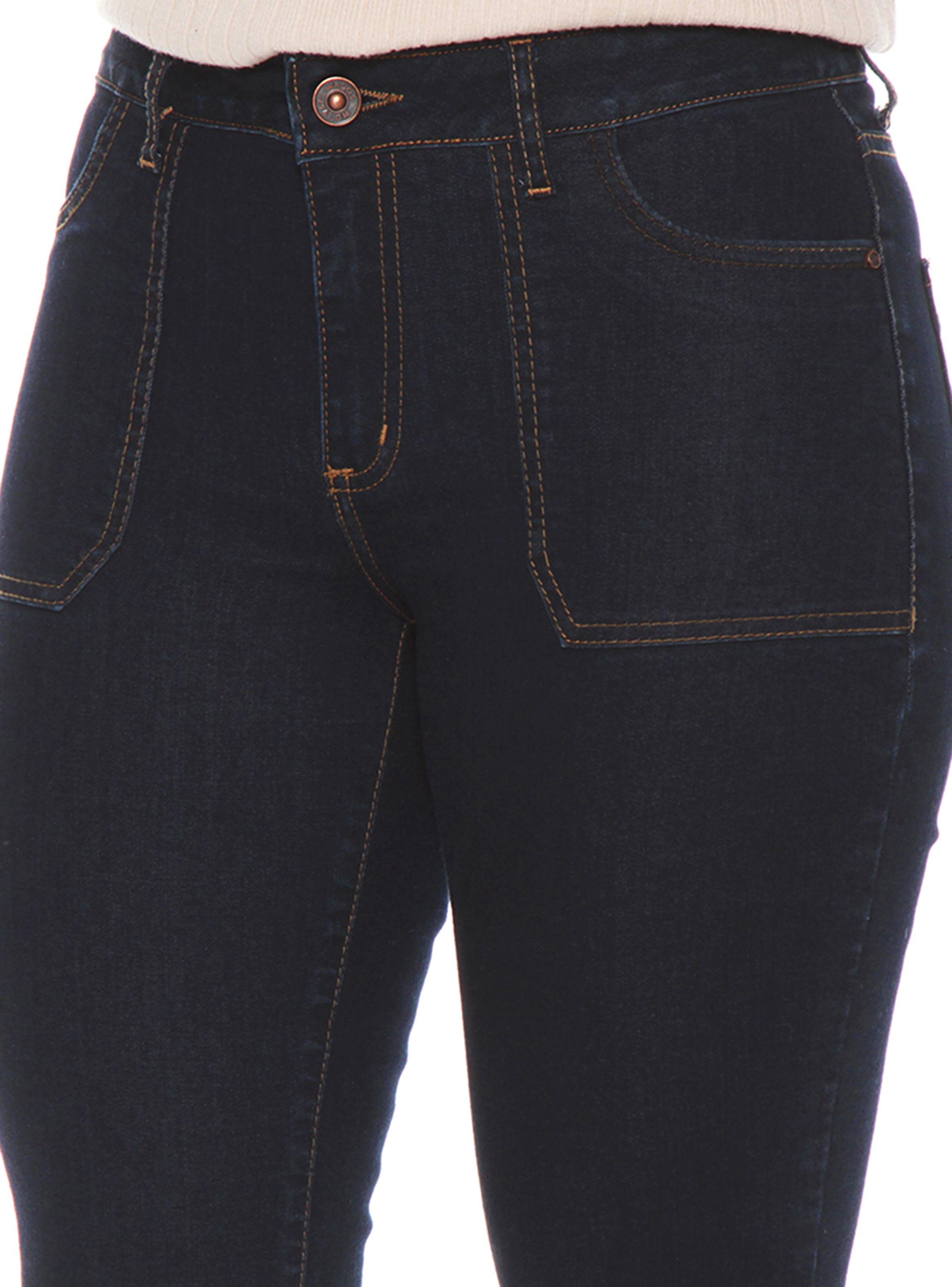 Jeans Cargo Flare Tiro Alto Pretina Básica Un Botón-2