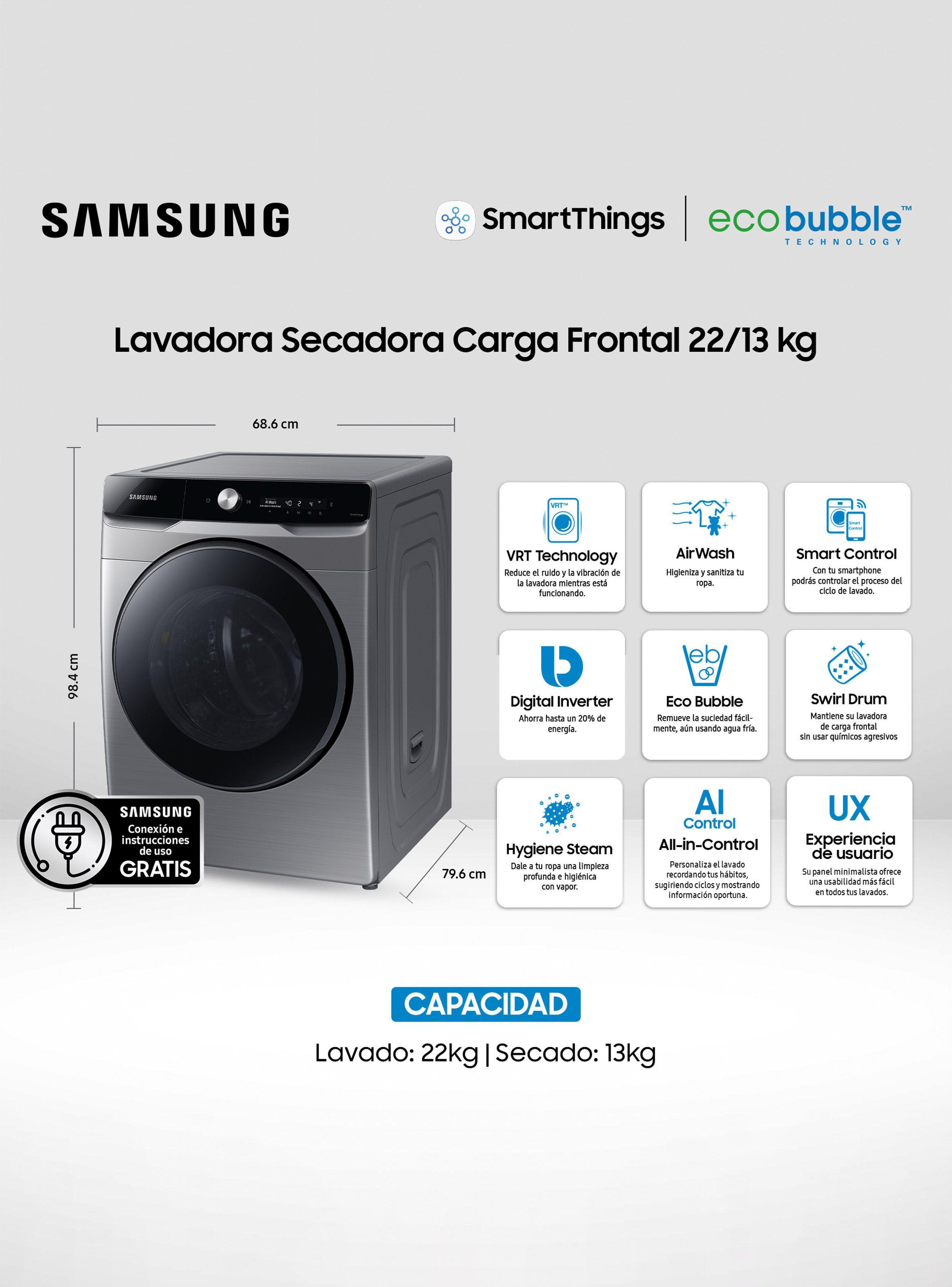 Lavadora-Secadora Frontal 22/13Kg Eco Bubble WD22T6500GP/ZS-1