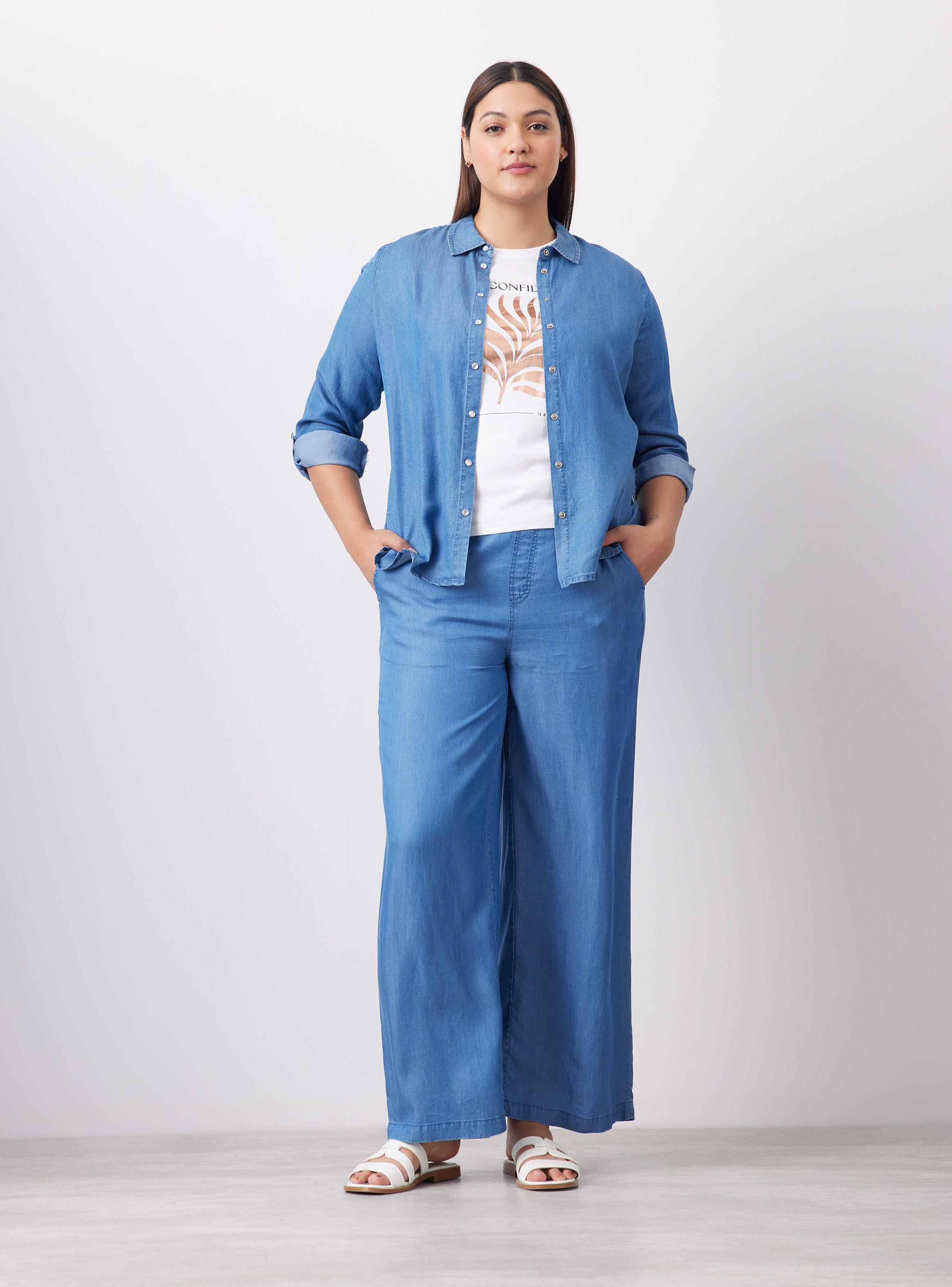 Blusa Denim con Manga Enrollada-4