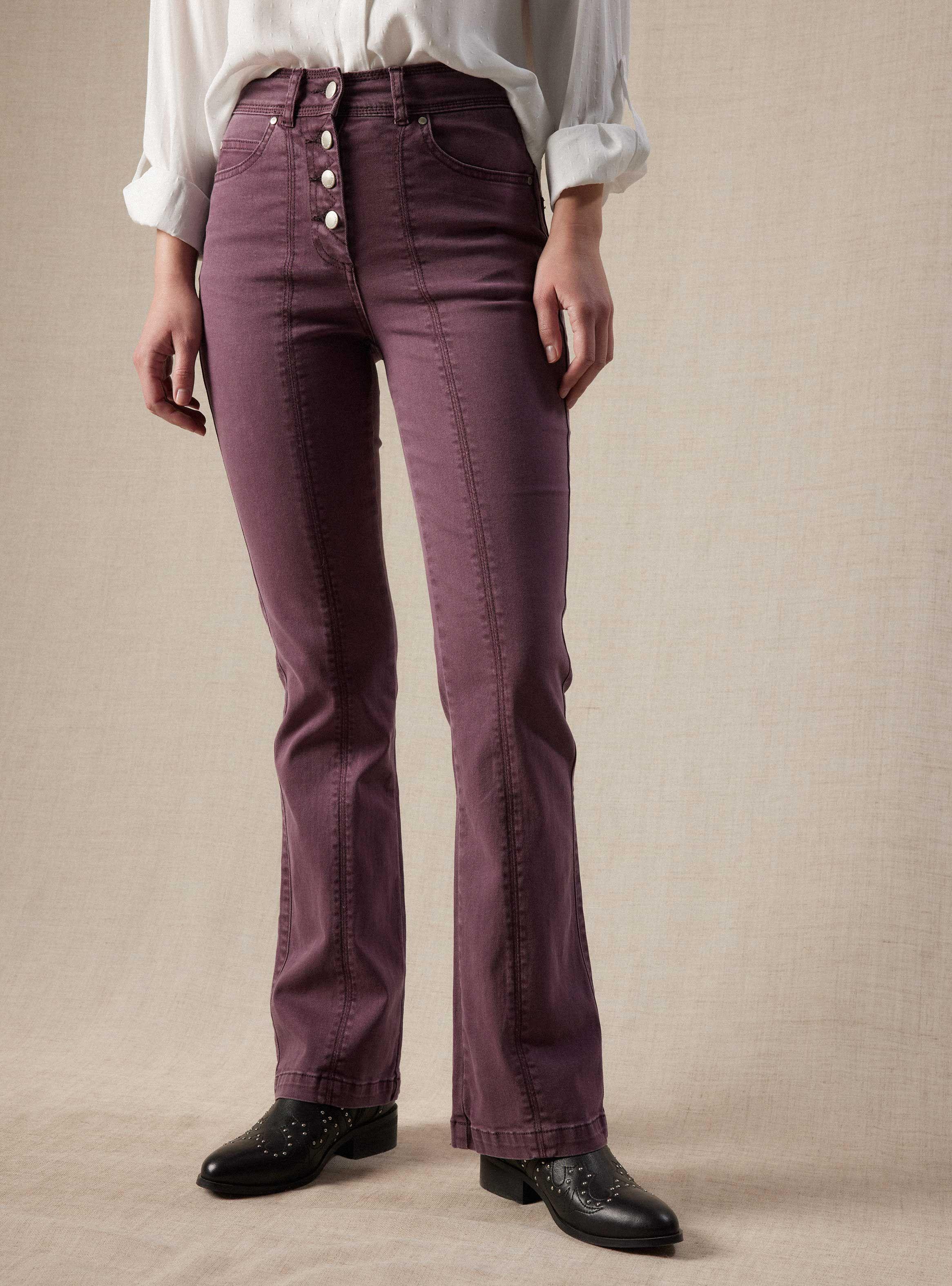 Jeans Color con Botones a la Vista-0