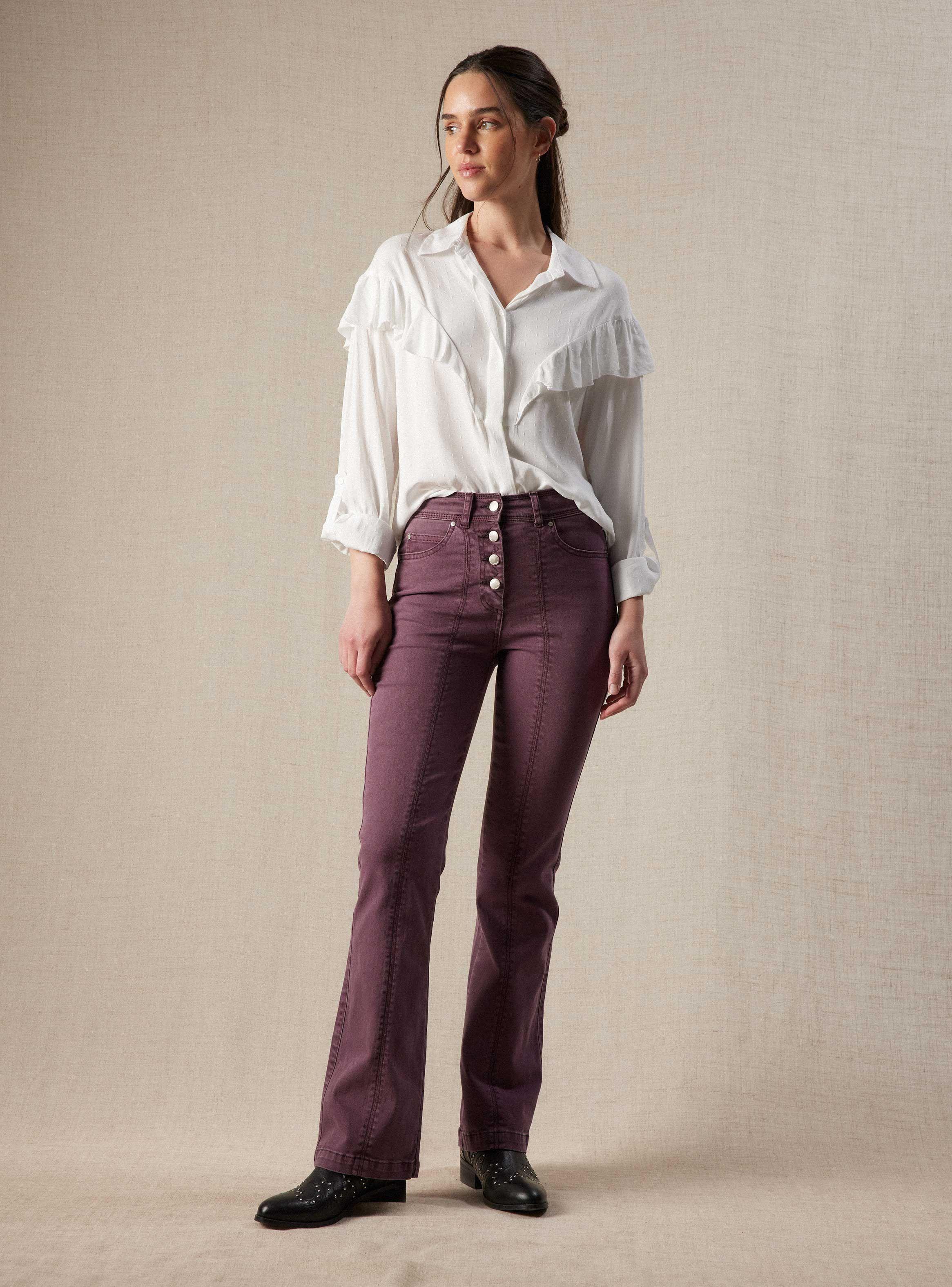 Jeans Color con Botones a la Vista-4