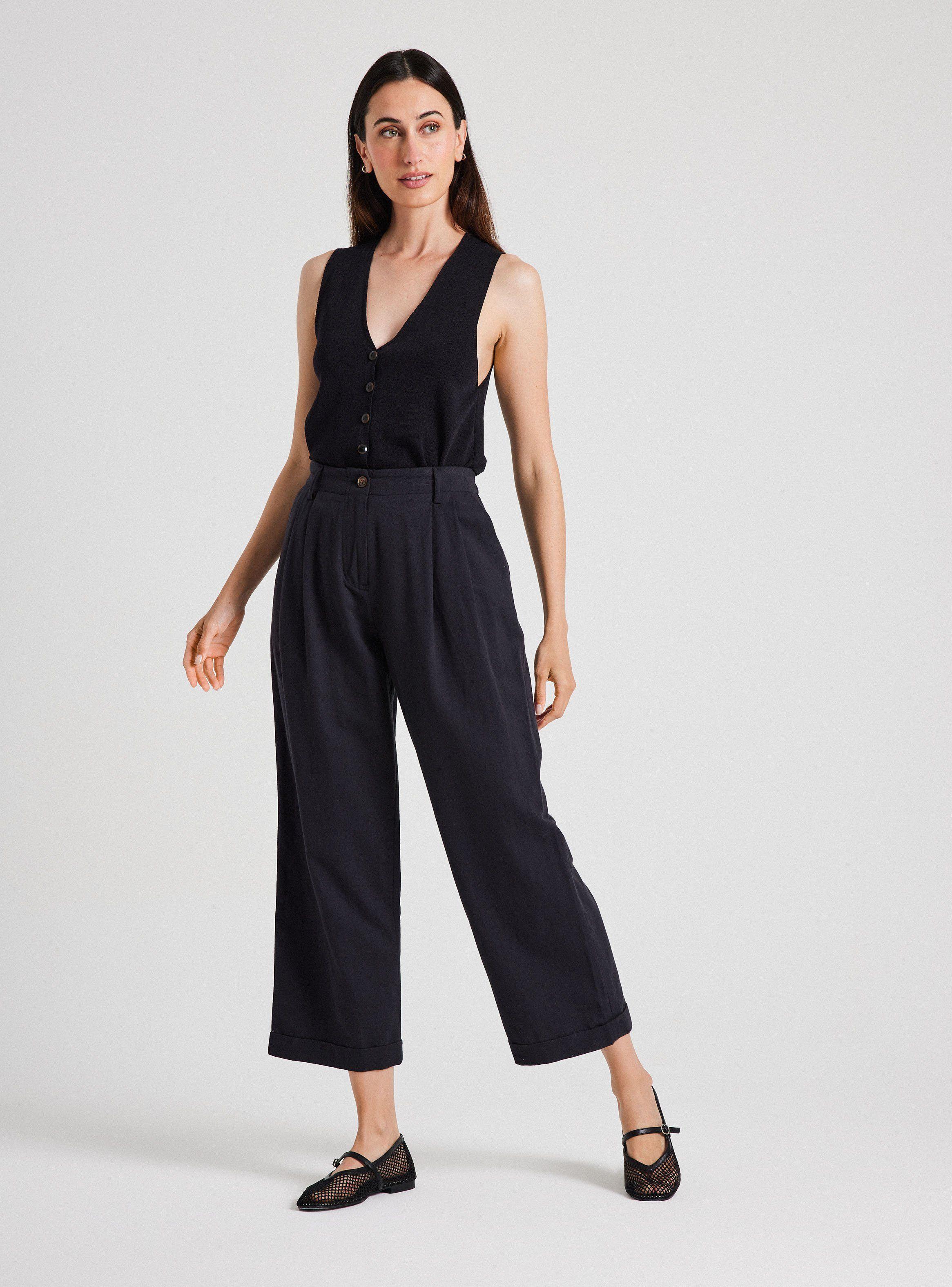 Pantalón Sastrero Regular Tiro Alto con Lino-4