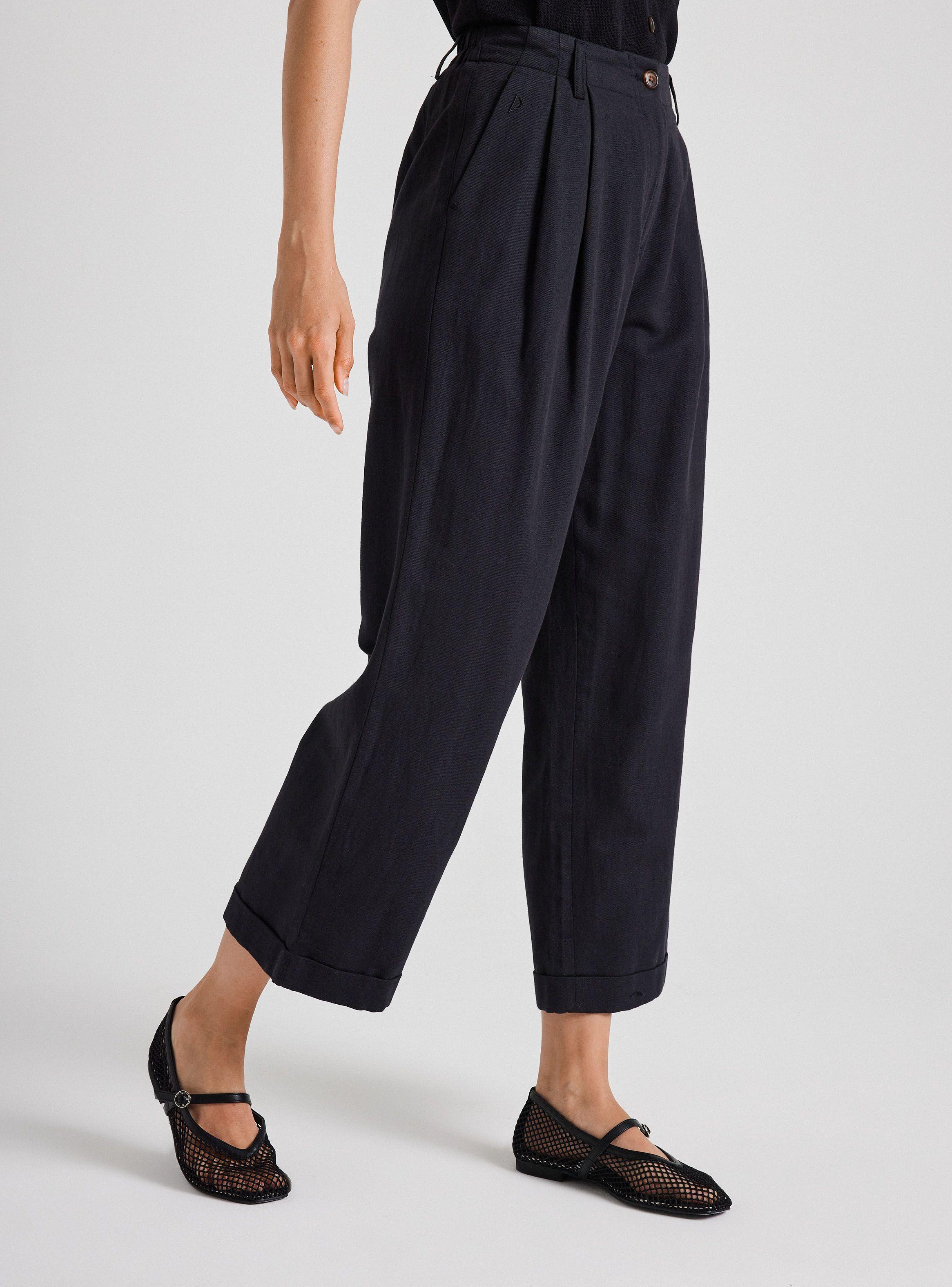 Pantalón Sastrero Regular Tiro Alto con Lino-0