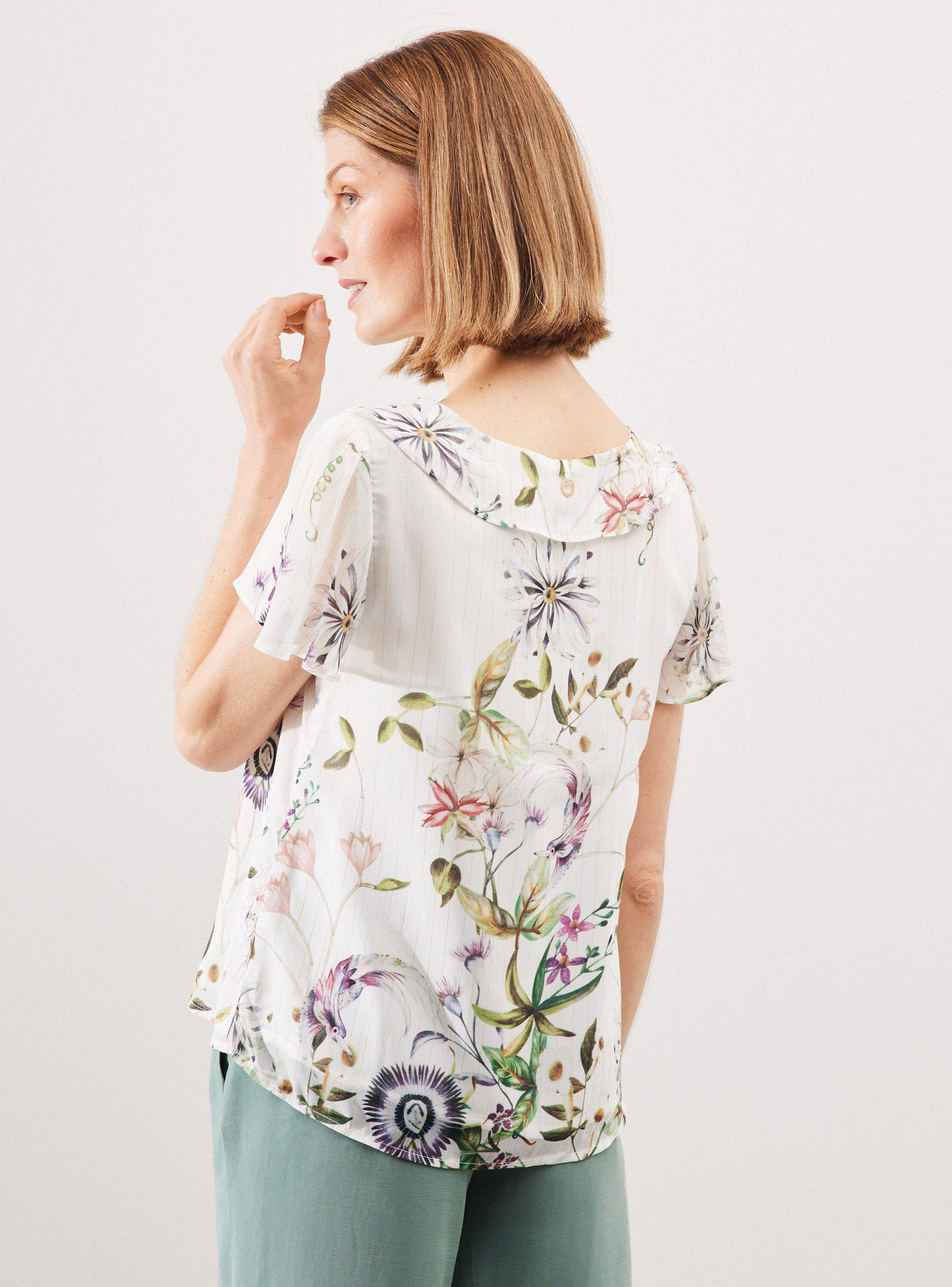 Blusa Estampada con Vuelo en Escote-1
