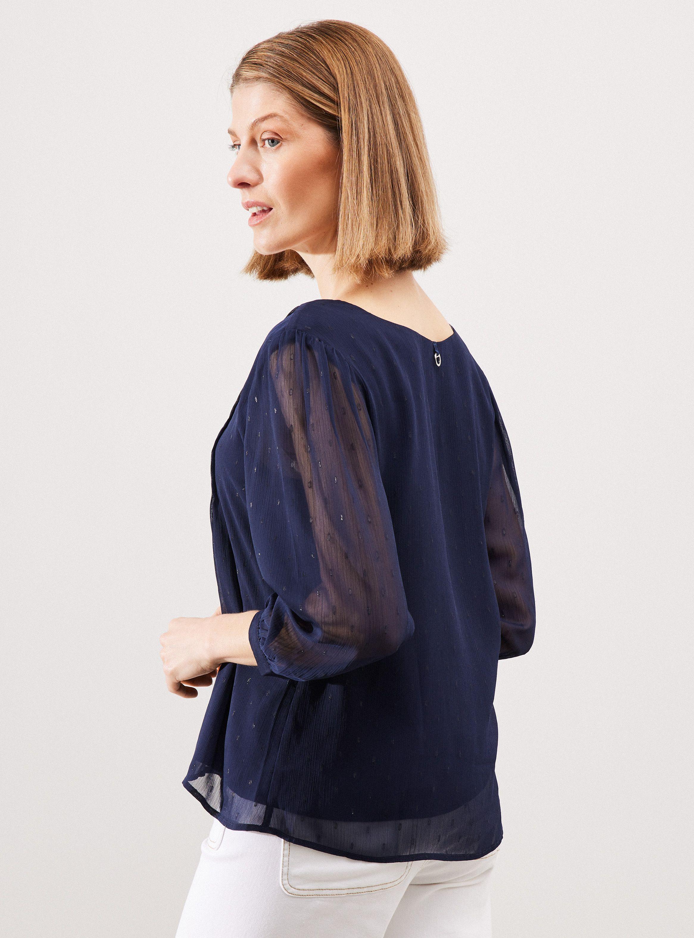 Blusa Satin con Brillo y Pliegues en Frente-1