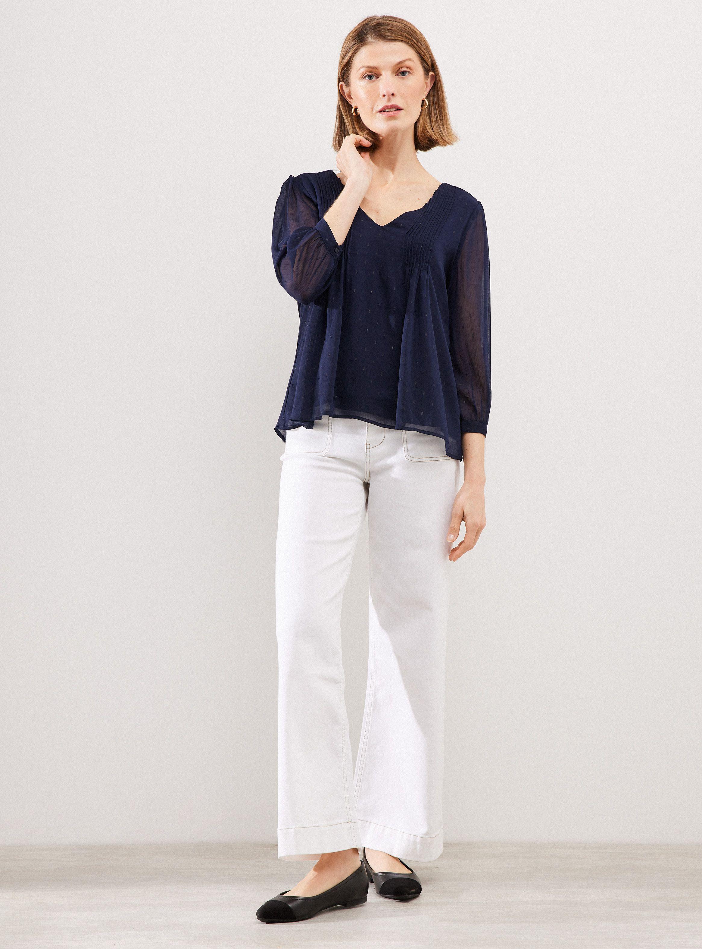 Blusa Satin con Brillo y Pliegues en Frente-4