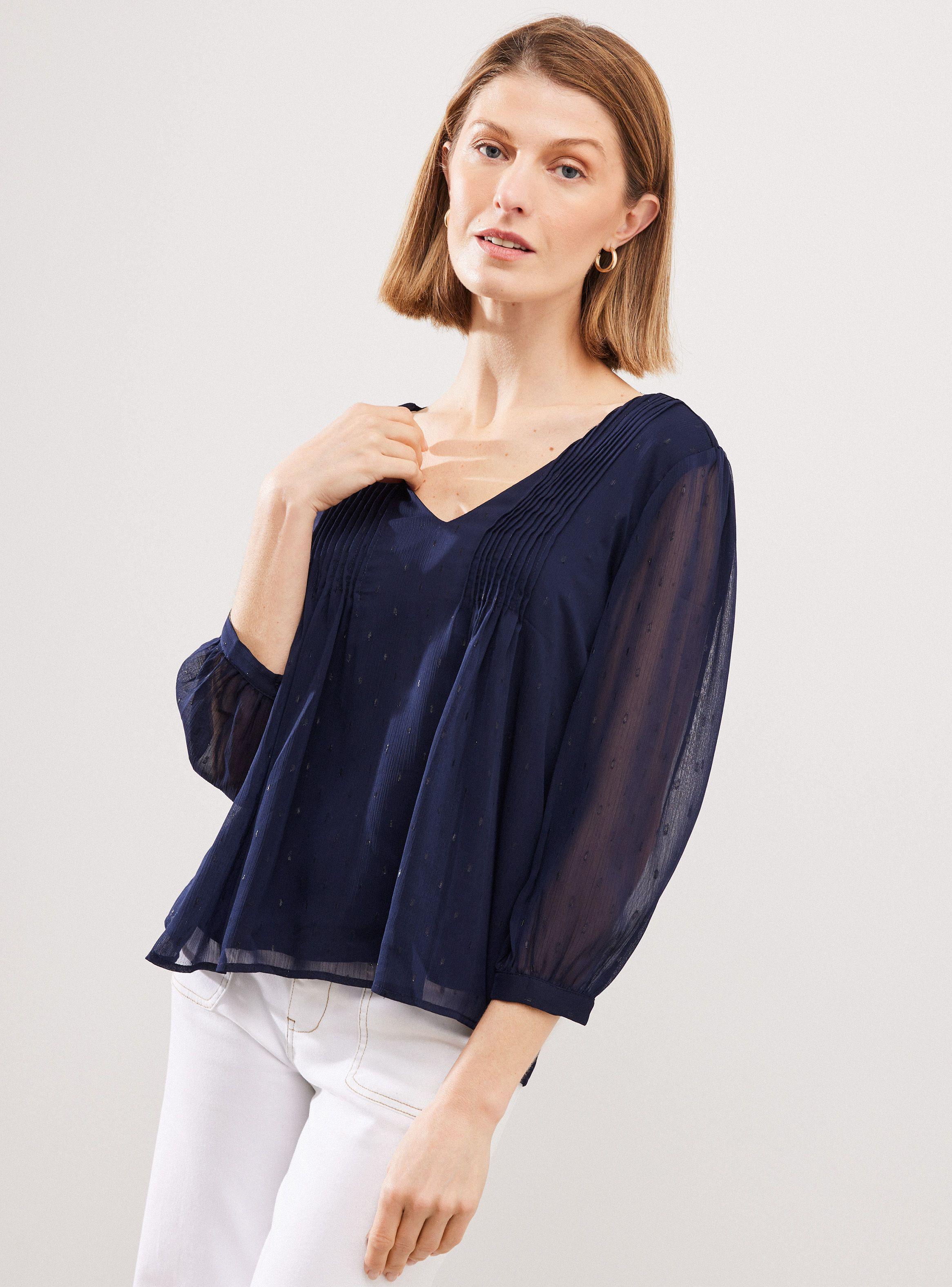 Blusa Satin con Brillo y Pliegues en Frente-0