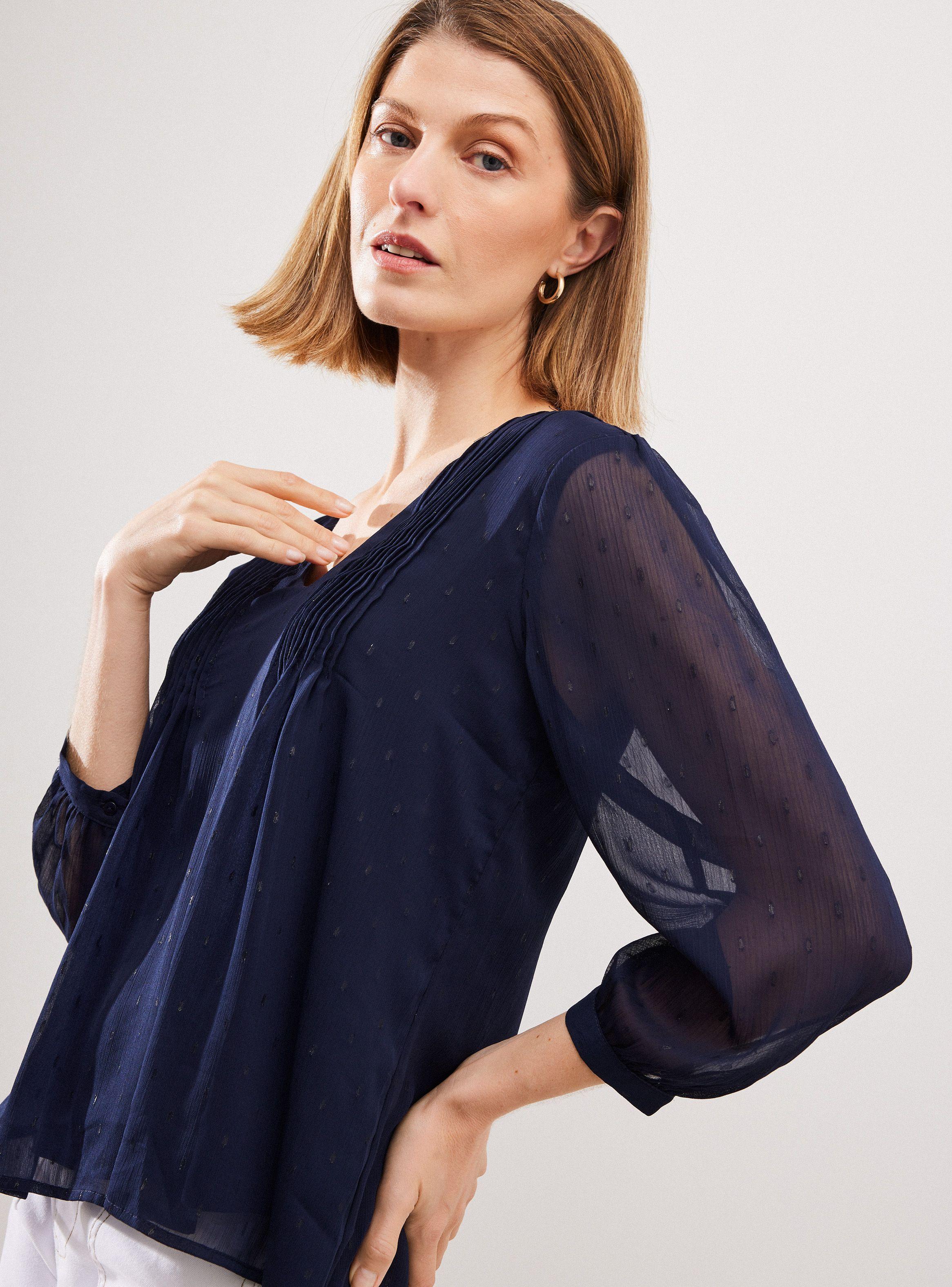 Blusa Satin con Brillo y Pliegues en Frente-2
