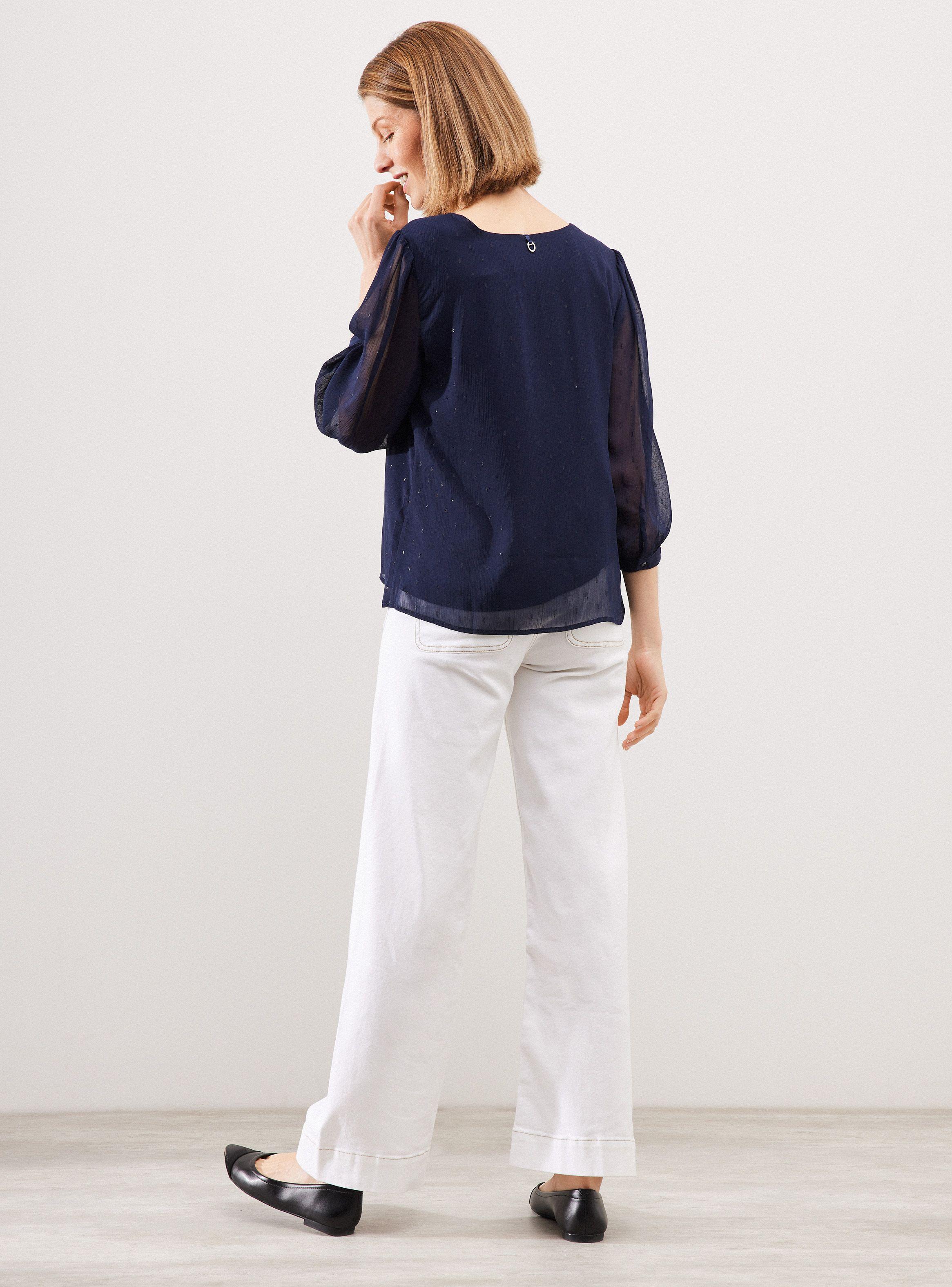 Blusa Satin con Brillo y Pliegues en Frente-5