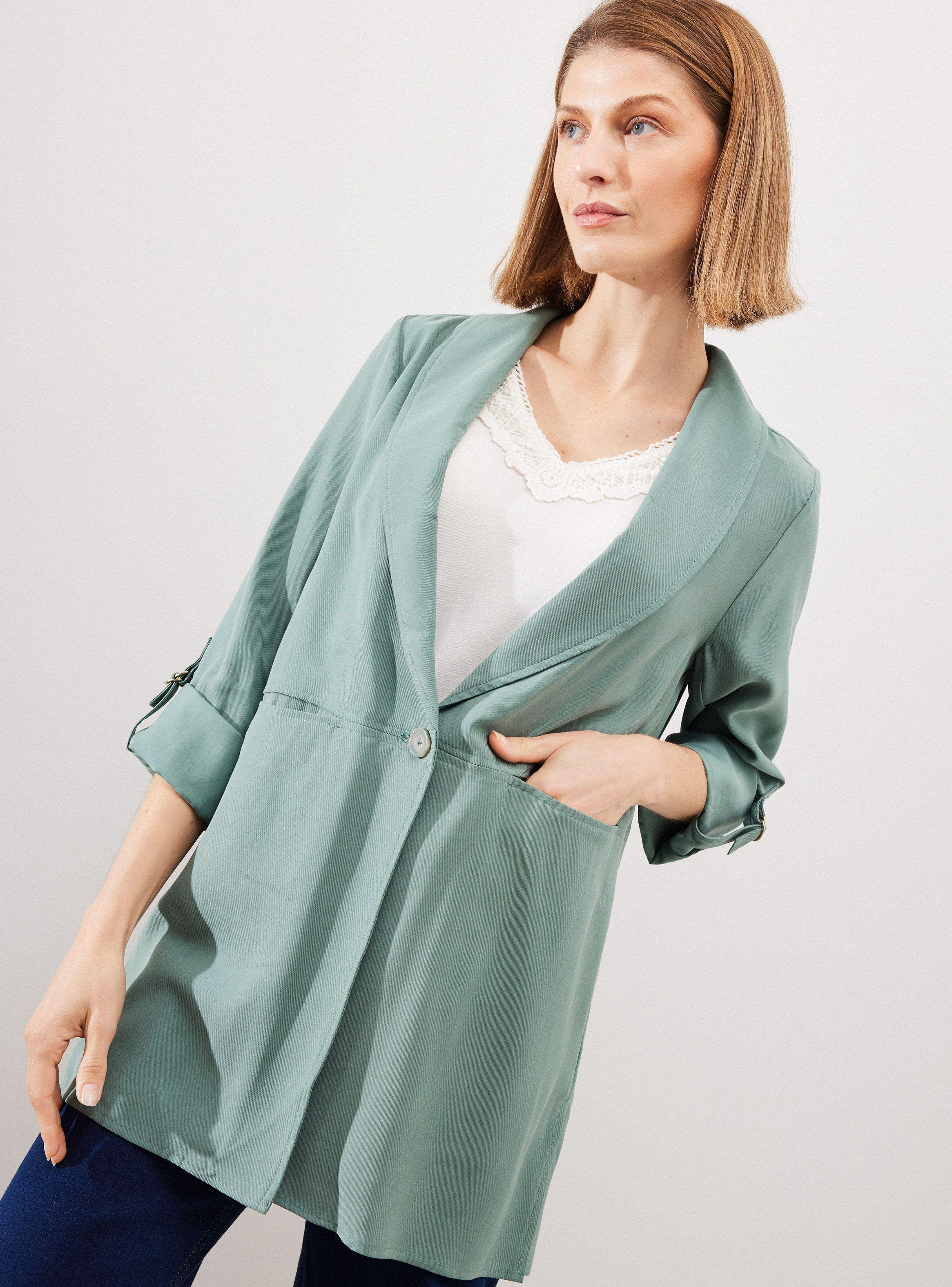 Chaqueta Blazer con Botón y Corte en Cintura-3