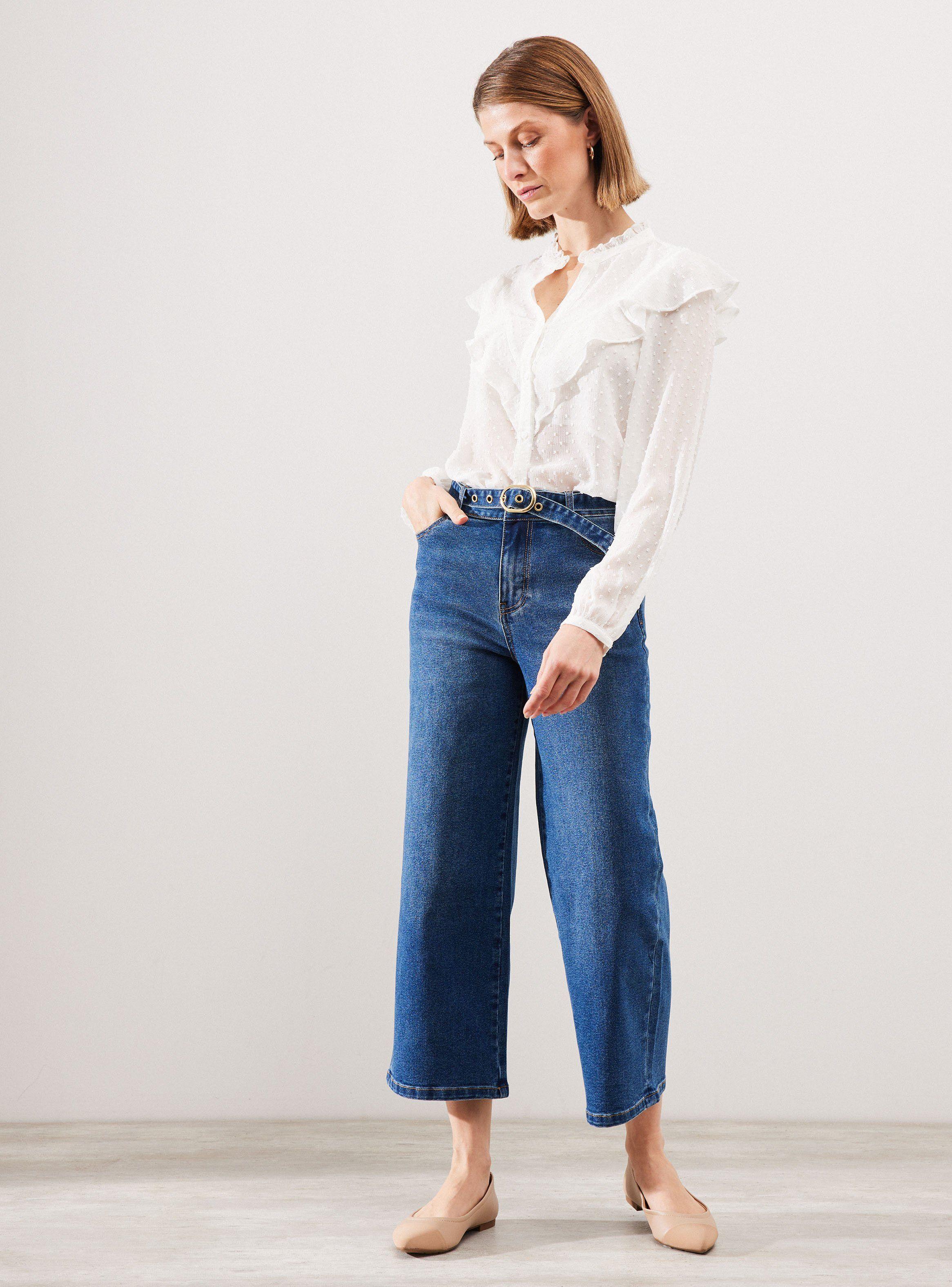 Jeans con Cinturón y Bota Ancha-4