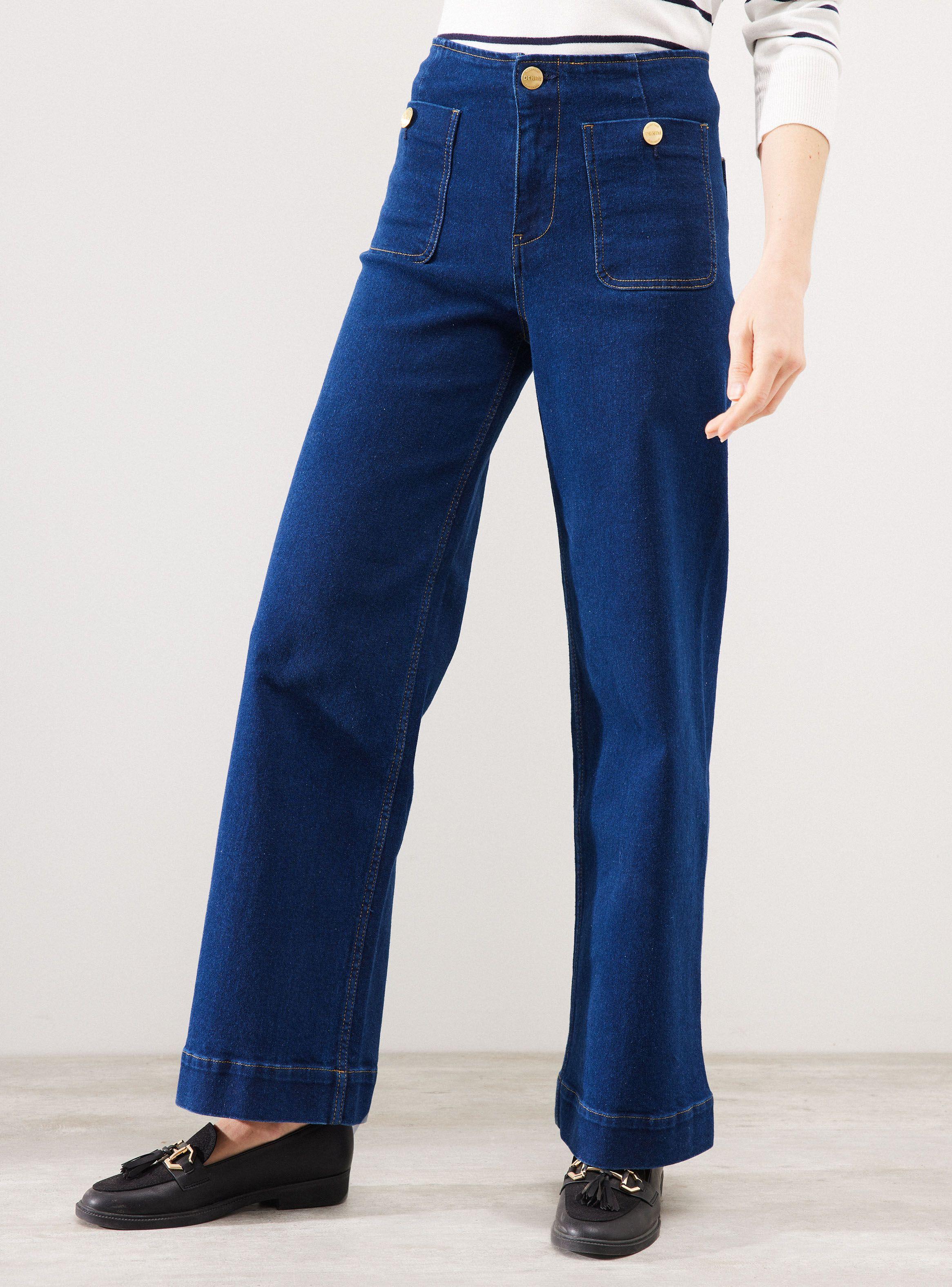 Jeans sin Pretina Bota Ancha-0