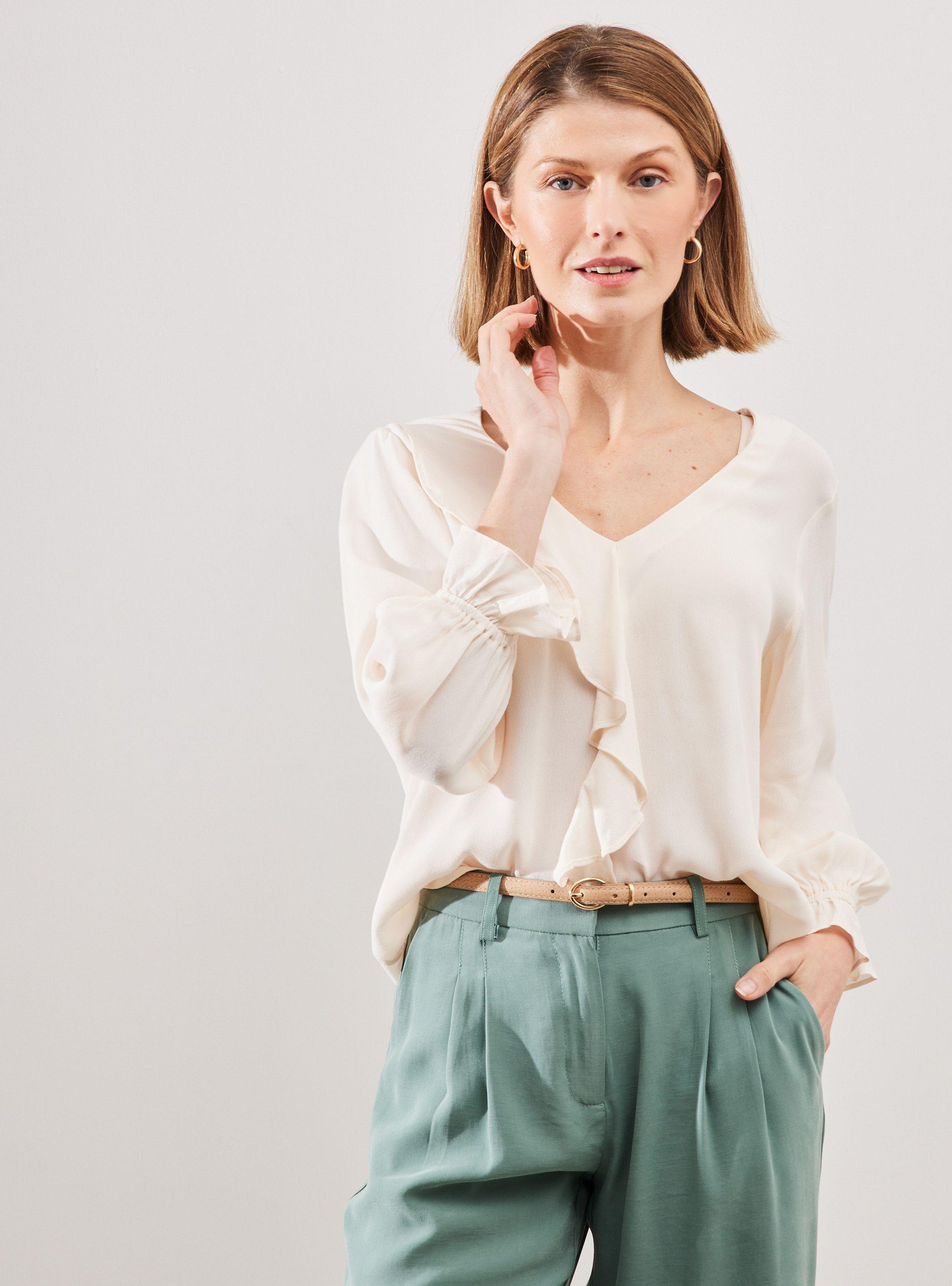 Blusa con Vuelo en Frente-0