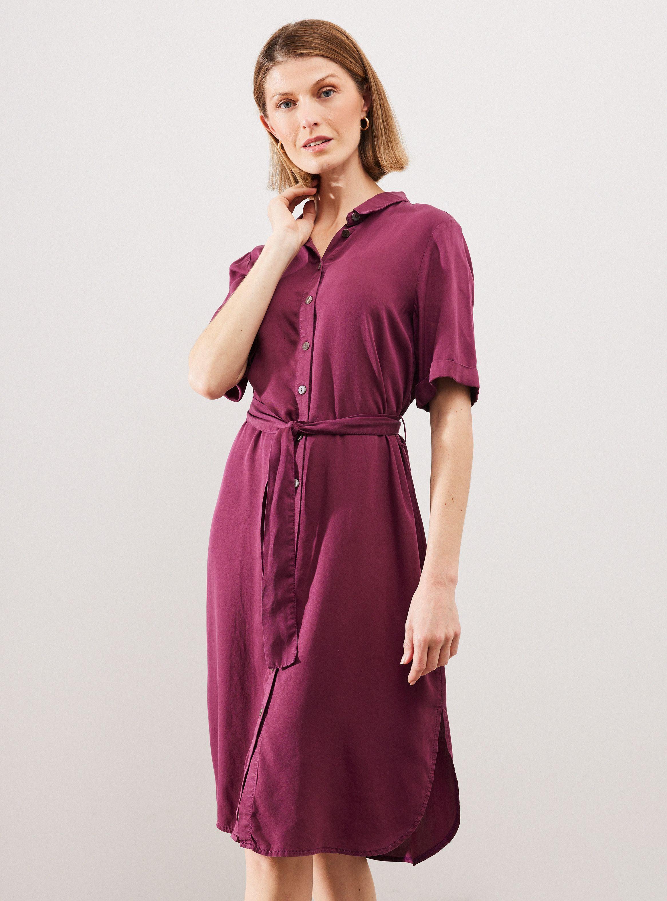 Vestido Tencel Camisero con Amarra en Cintura-0